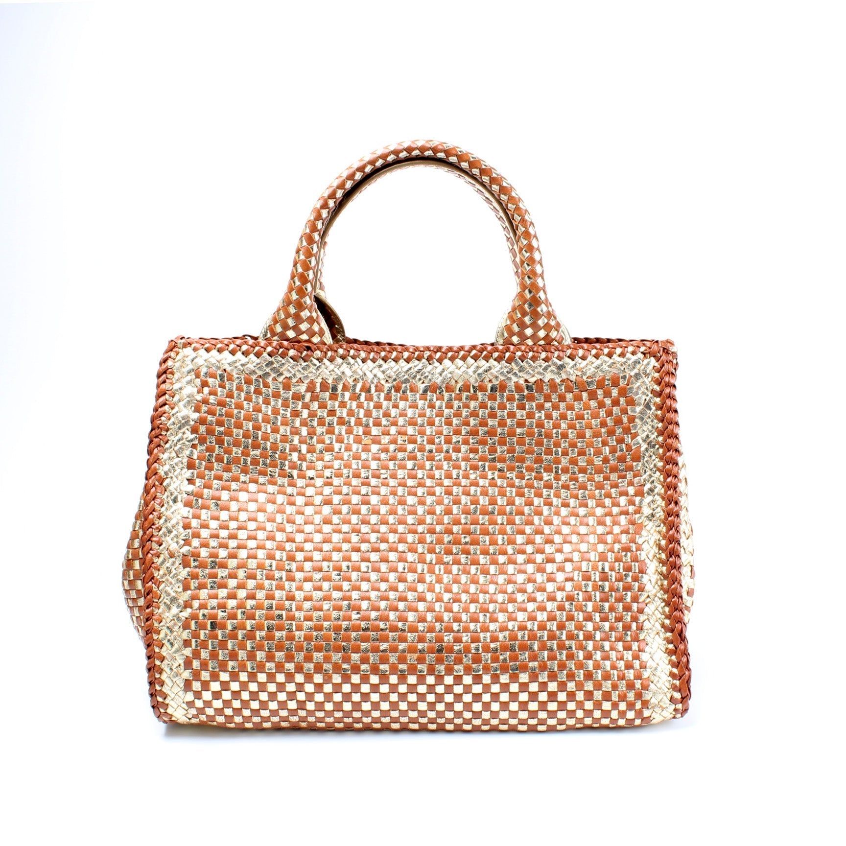 Prada Madras Satchel Bag Woven Travel Bag