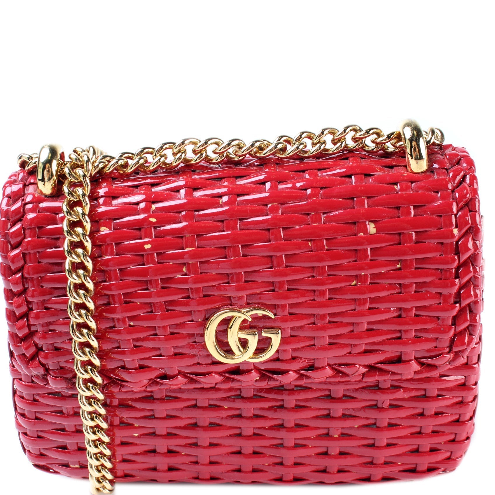 Gucci Linea Cestino Glazed Wicker Small Shoulder Bag