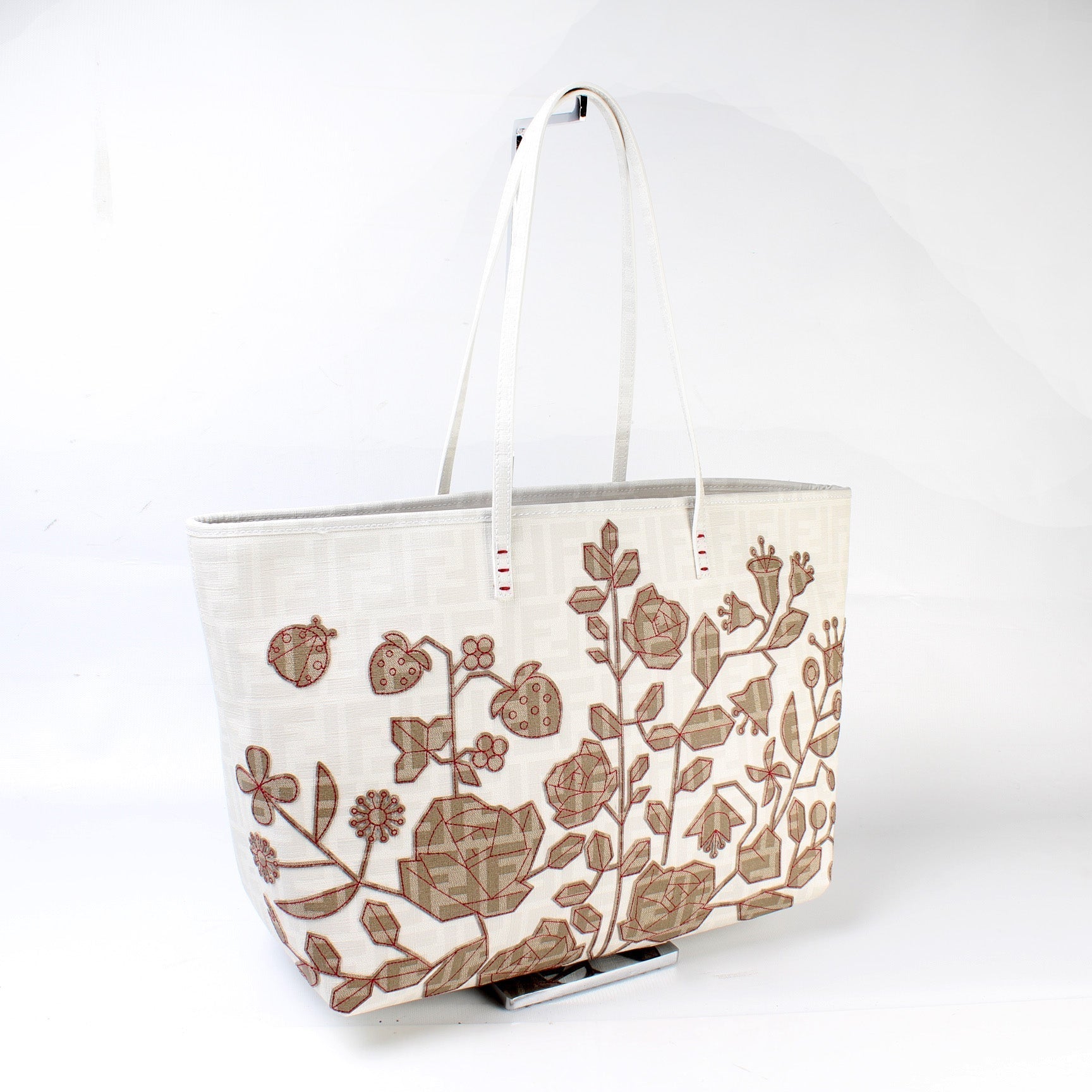 Fendi Zucca Spalmati Floral Tote Bag
