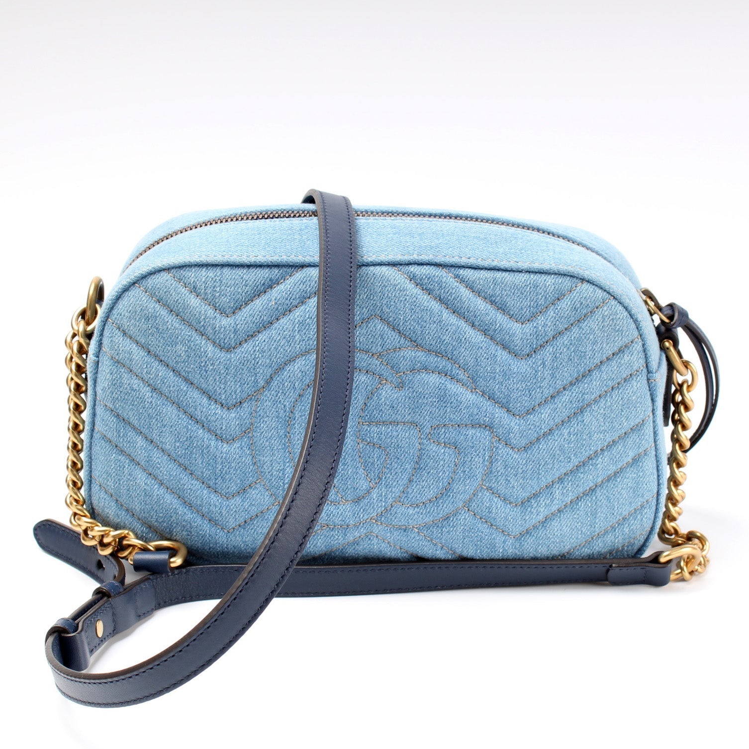 Gucci Marmont Camera Denim Small Crossbody Bag
