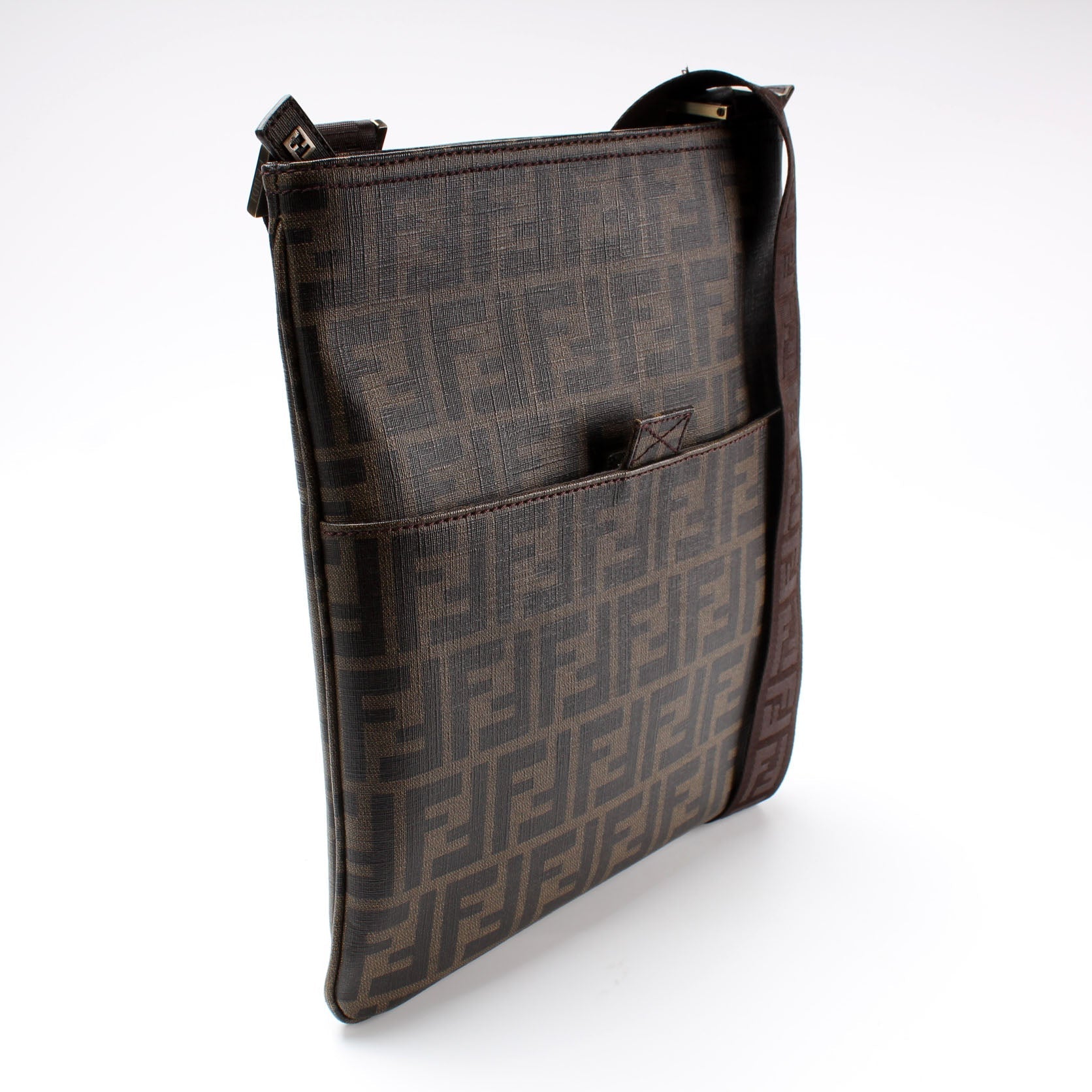 Fendi 7Va207 Spalmati Zucca Flat Messenger Bag Shoes