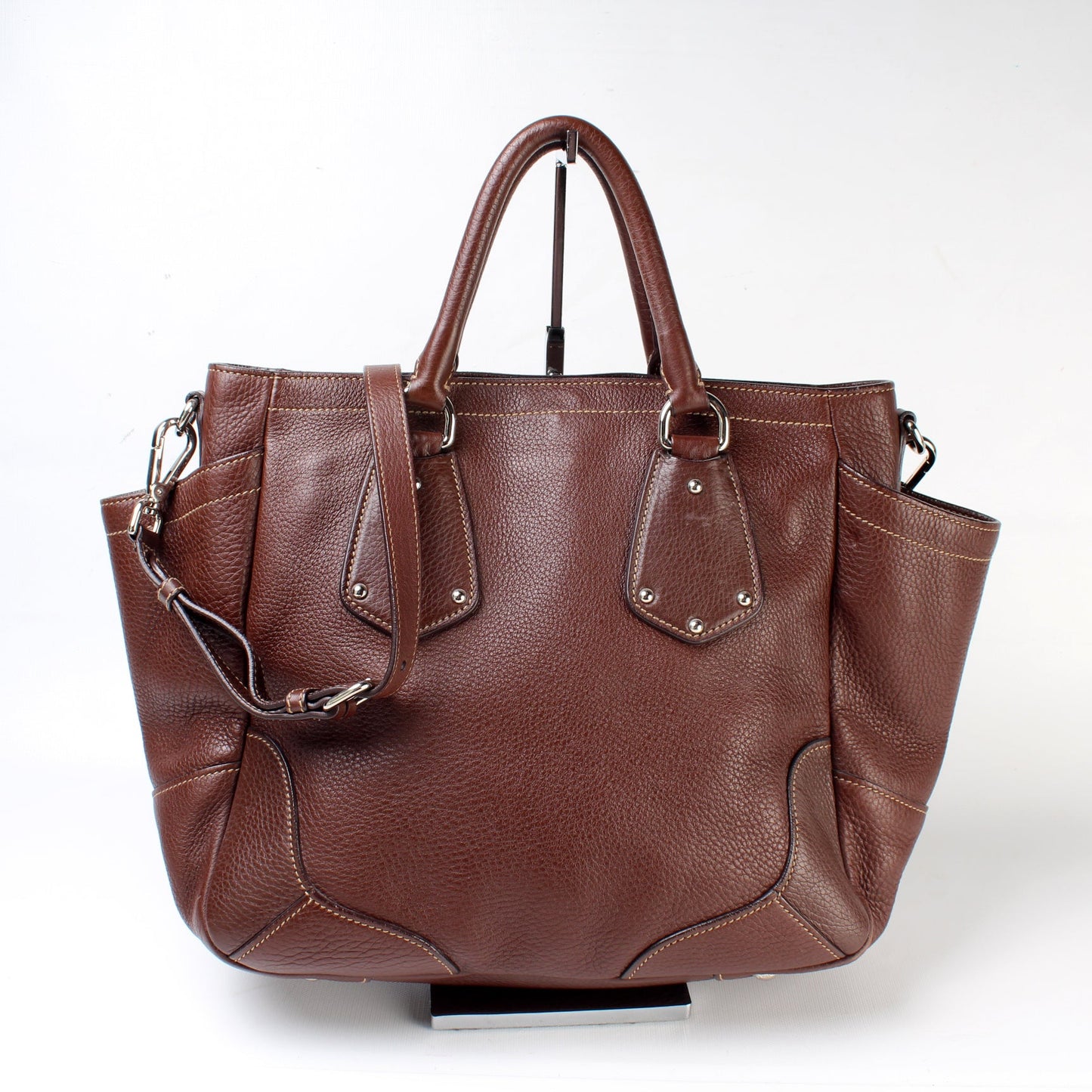Prada Vitello Daino Side Pocket Tote Bag Leather