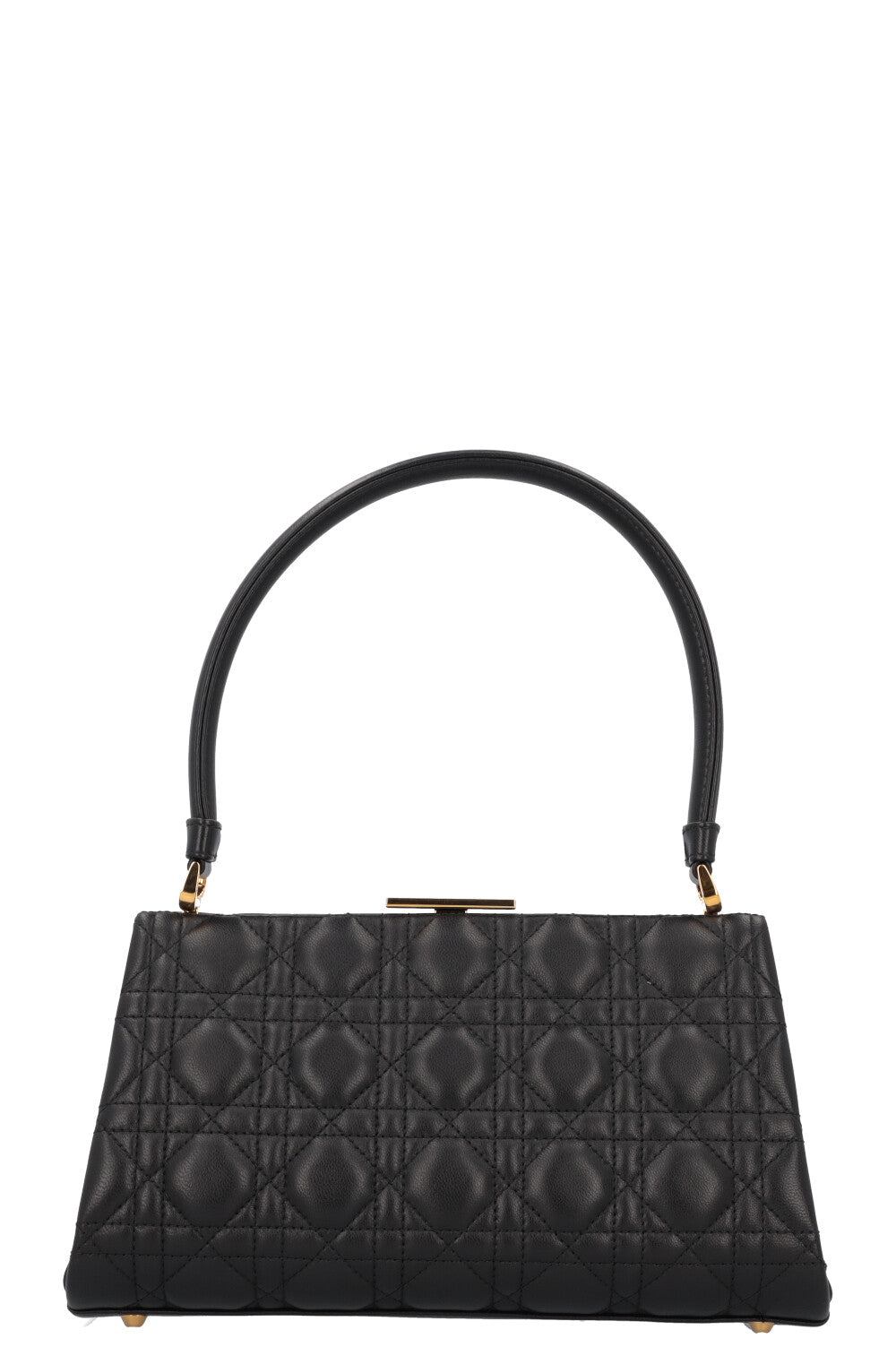 Dior Caro Cannage Frame Bag Leather Black Handbag