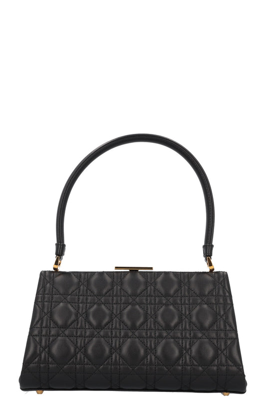 Dior Caro Cannage Frame Bag Leather Black Handbag
