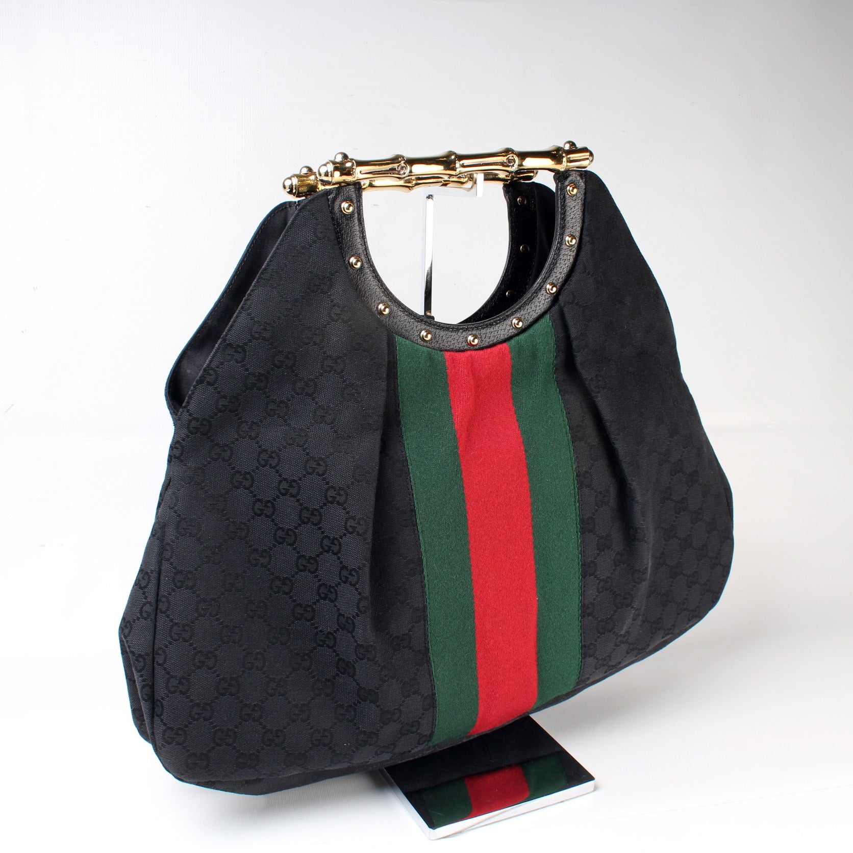Gucci GG Metal Bamboo Canvas Handbag
