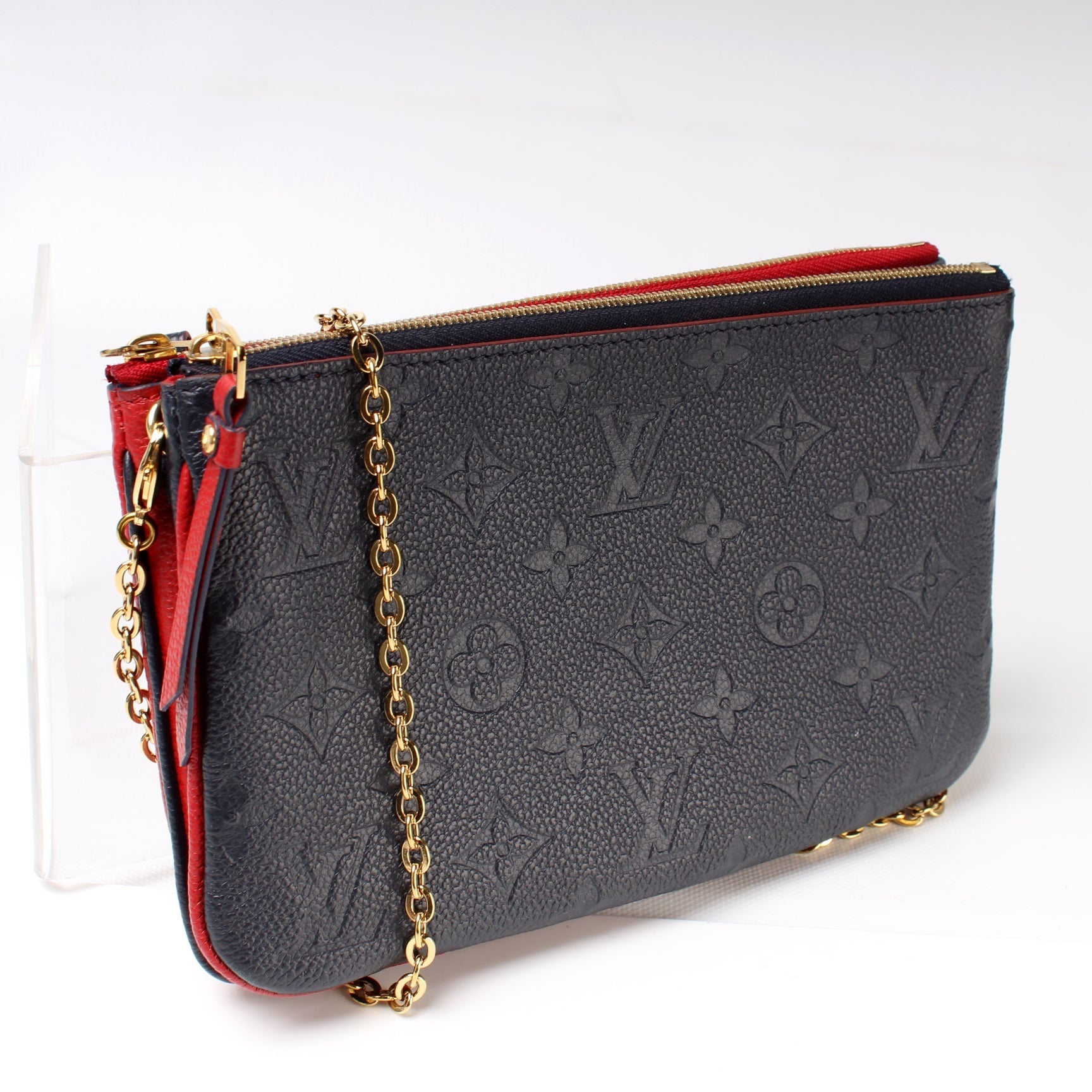Louis Vuitton Double Zip Pochette Empreinte Clutch Bag