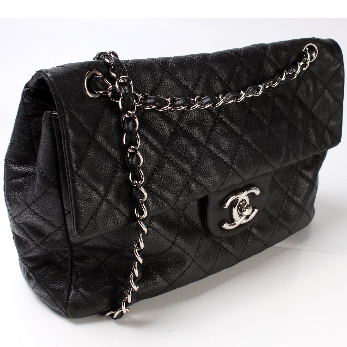 Chanel Washed Caviar Jumbo Single Flap 12M Handbag