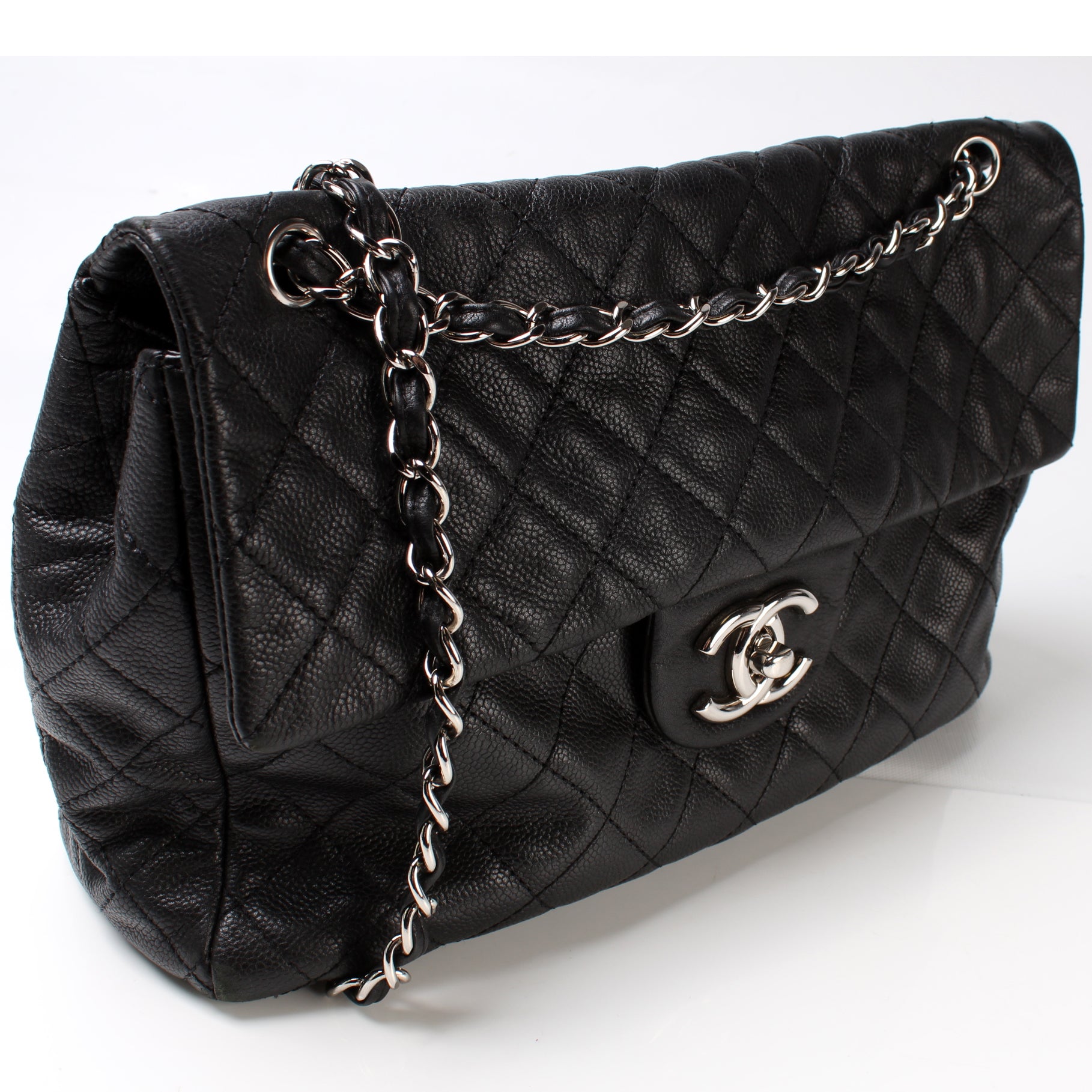 Chanel Washed Caviar Jumbo Single Flap 12M Handbag