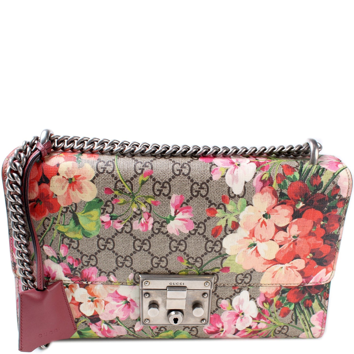 Gucci Padlock GG Supreme Blooms Medium Shoulder Bag