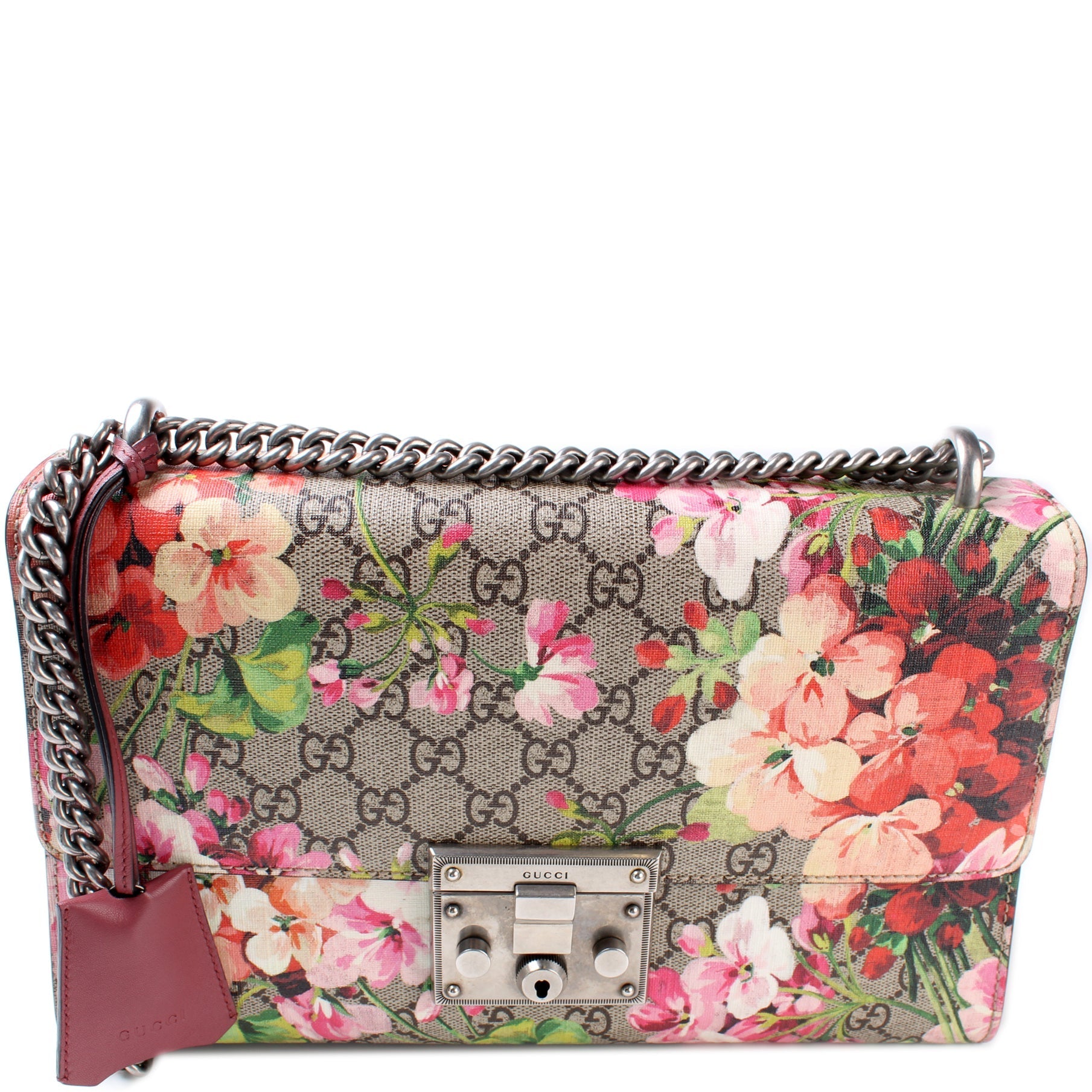 Gucci Padlock GG Supreme Blooms Medium Shoulder Bag