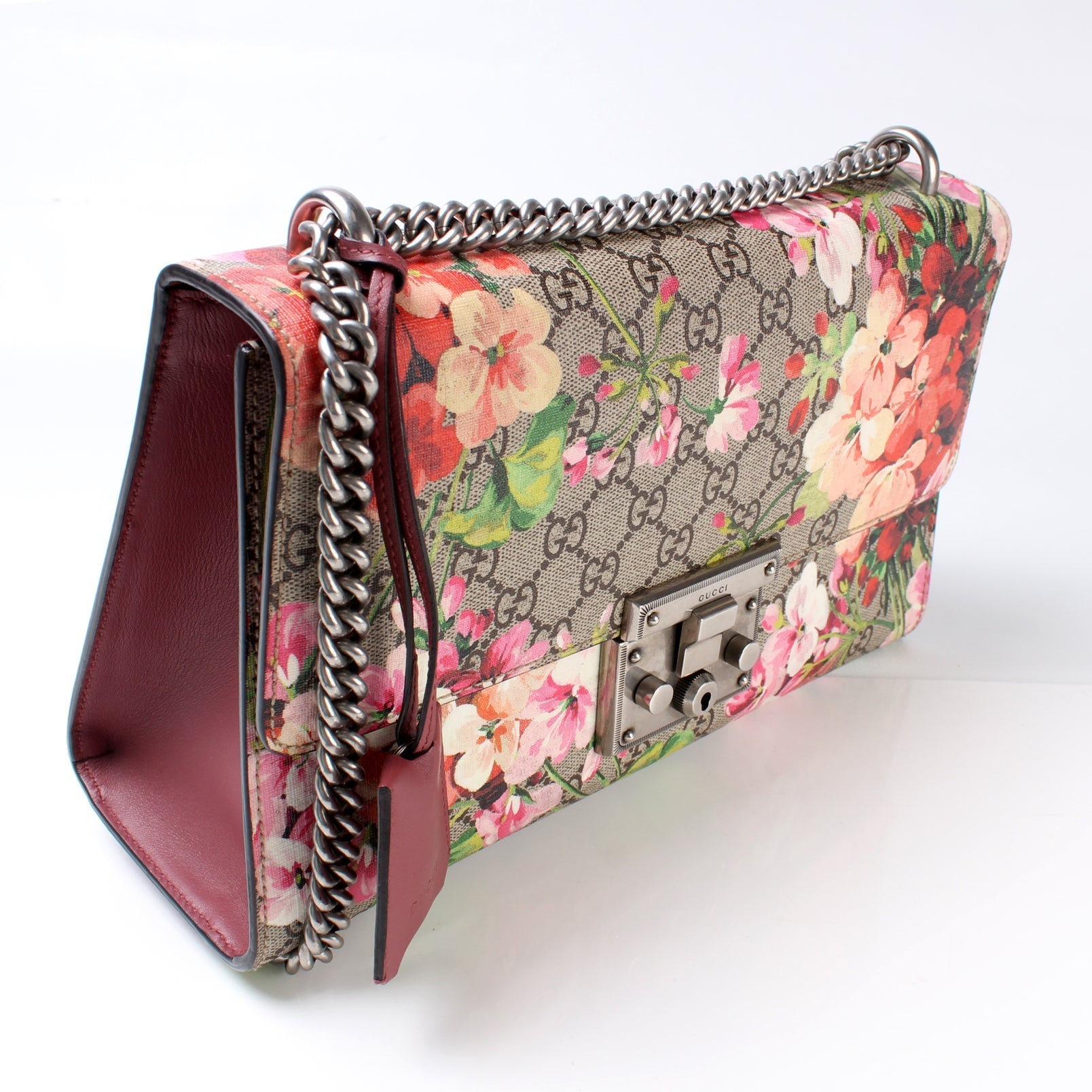 Gucci Padlock GG Supreme Blooms Medium Shoulder Bag