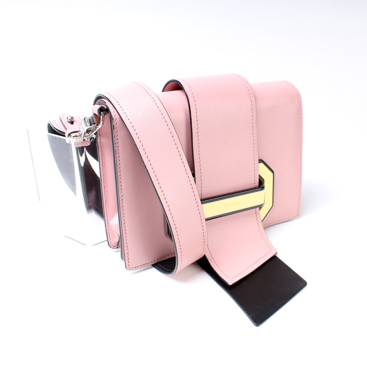 Prada City Calfskin Plex Ribbon Shoulder Bag