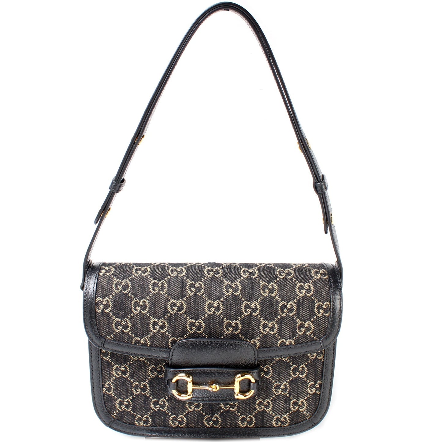 Gucci Horsebit Leather Denim Shoulder Bag