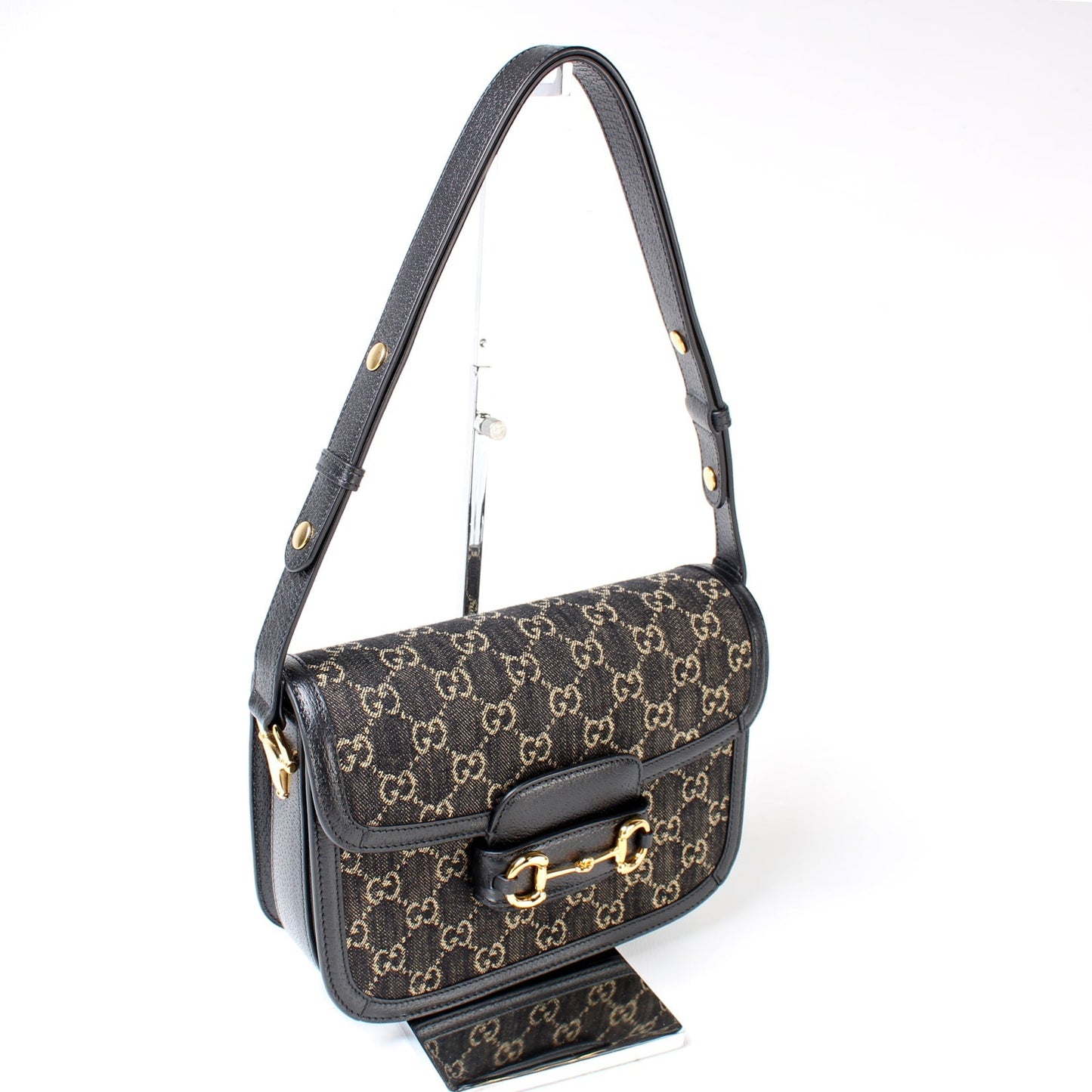 Gucci Horsebit Leather Denim Shoulder Bag