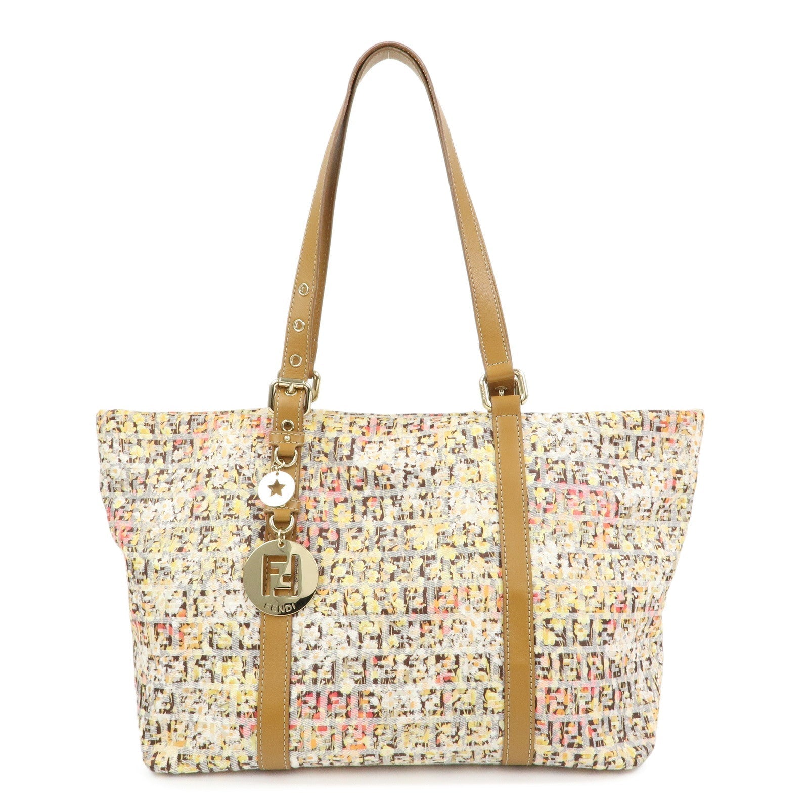 Tote Bag Zucchino Flower Print Hand Bag Leather Canvas