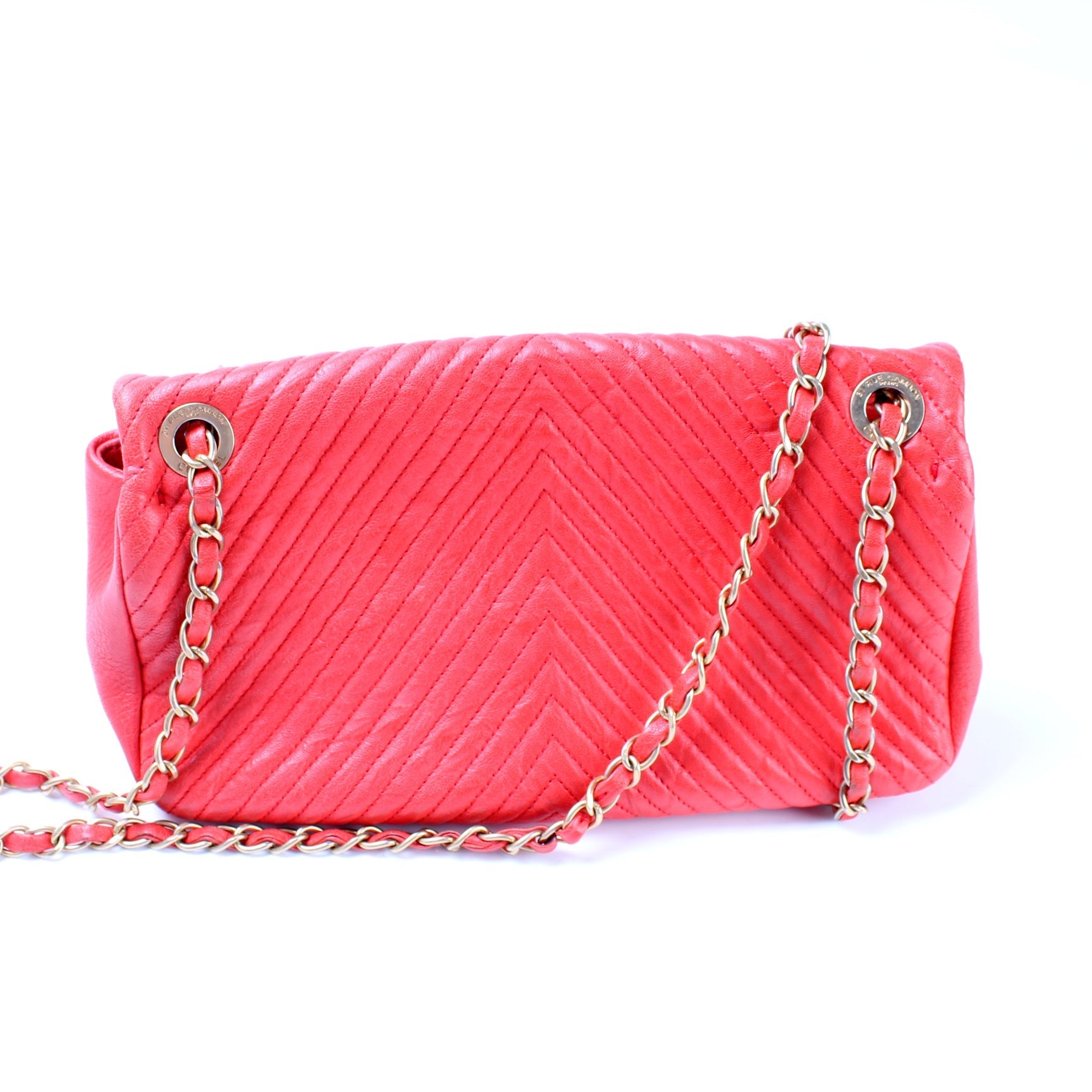Chanel Medallion Charm Flap Chevron Wrinkled Lambskin Key Chain
