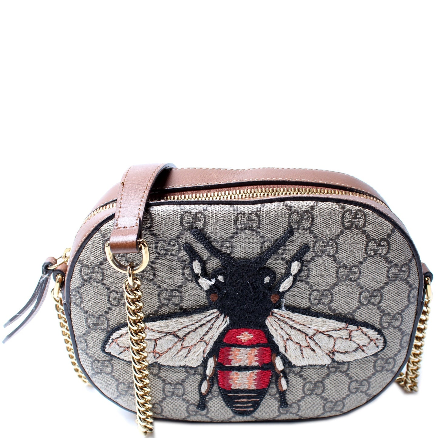 Gucci GG Supreme Embellished Bee Mini Chain Travel Bag