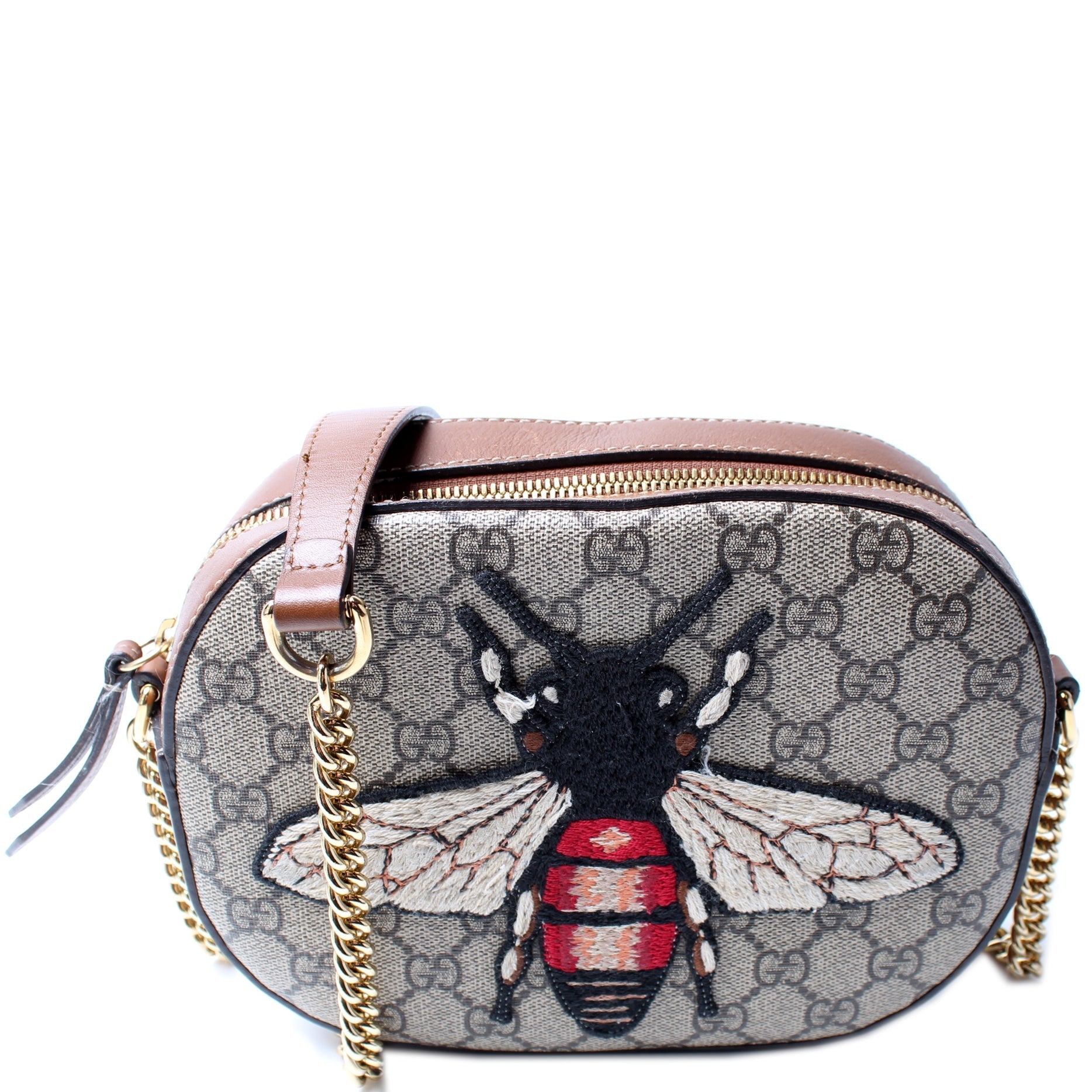 Gucci GG Supreme Embellished Bee Mini Chain Travel Bag