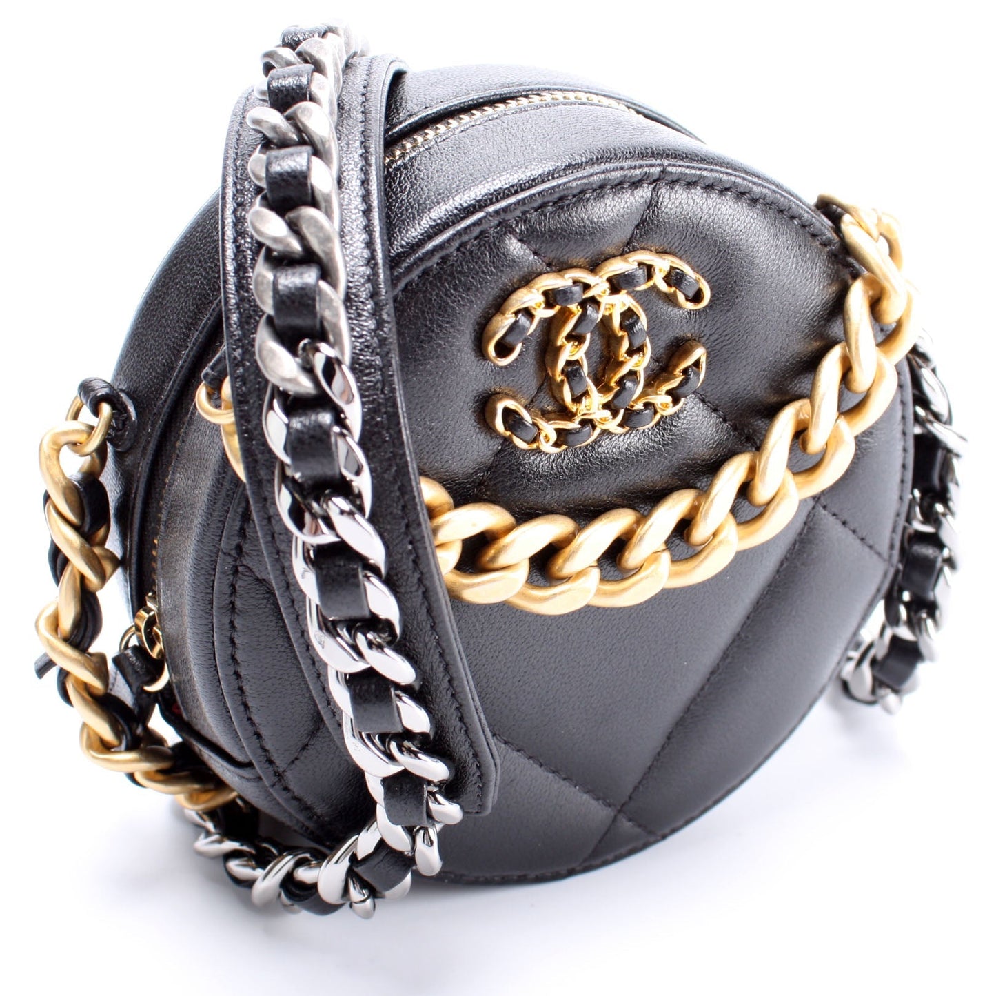 Chanel 19 Round Goatskin 29M Clutch Bag