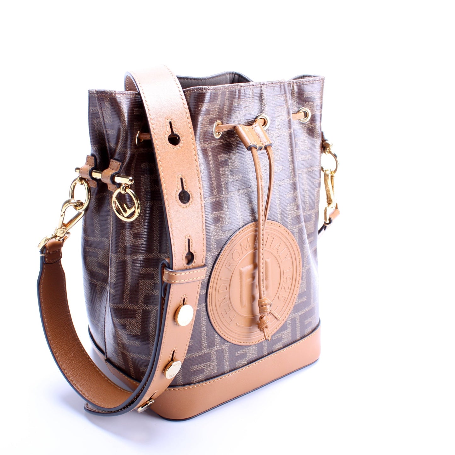 Fendi 8Bt298 Grande Mon Tresor Glazed Zucca Bag Bucket Bucket Bag