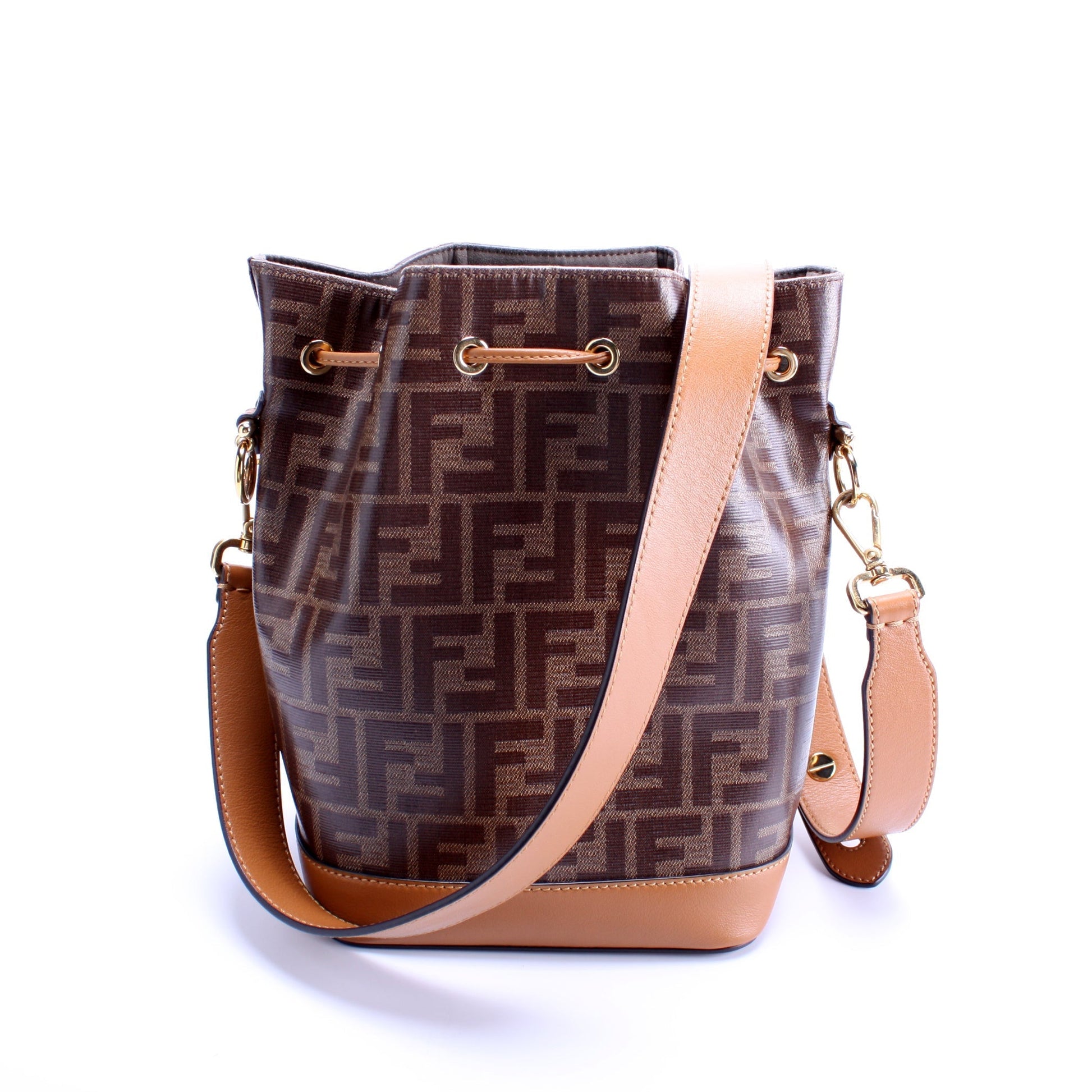 Fendi 8Bt298 Grande Mon Tresor Glazed Zucca Bag Bucket Bucket Bag