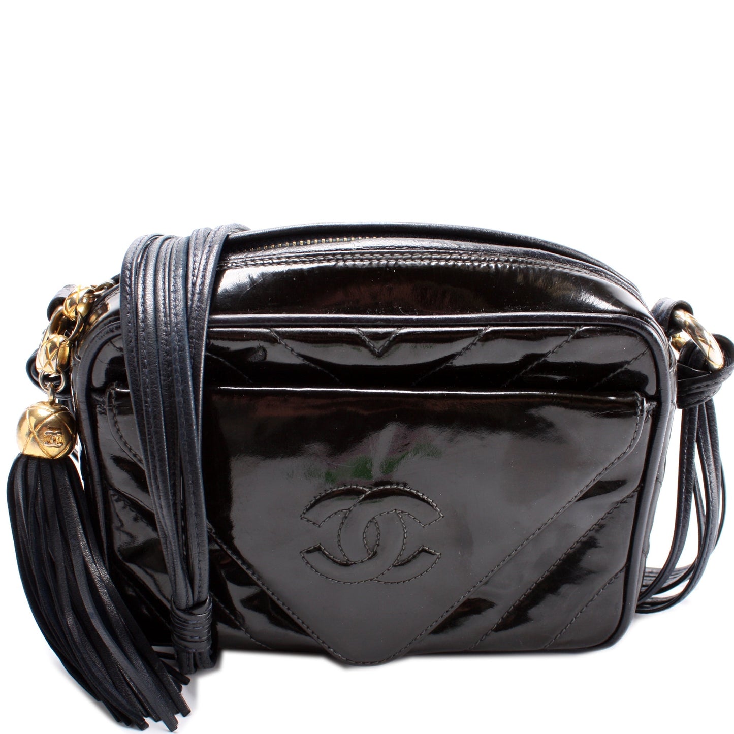 Chanel CC Tassel Camera Patent Handbag