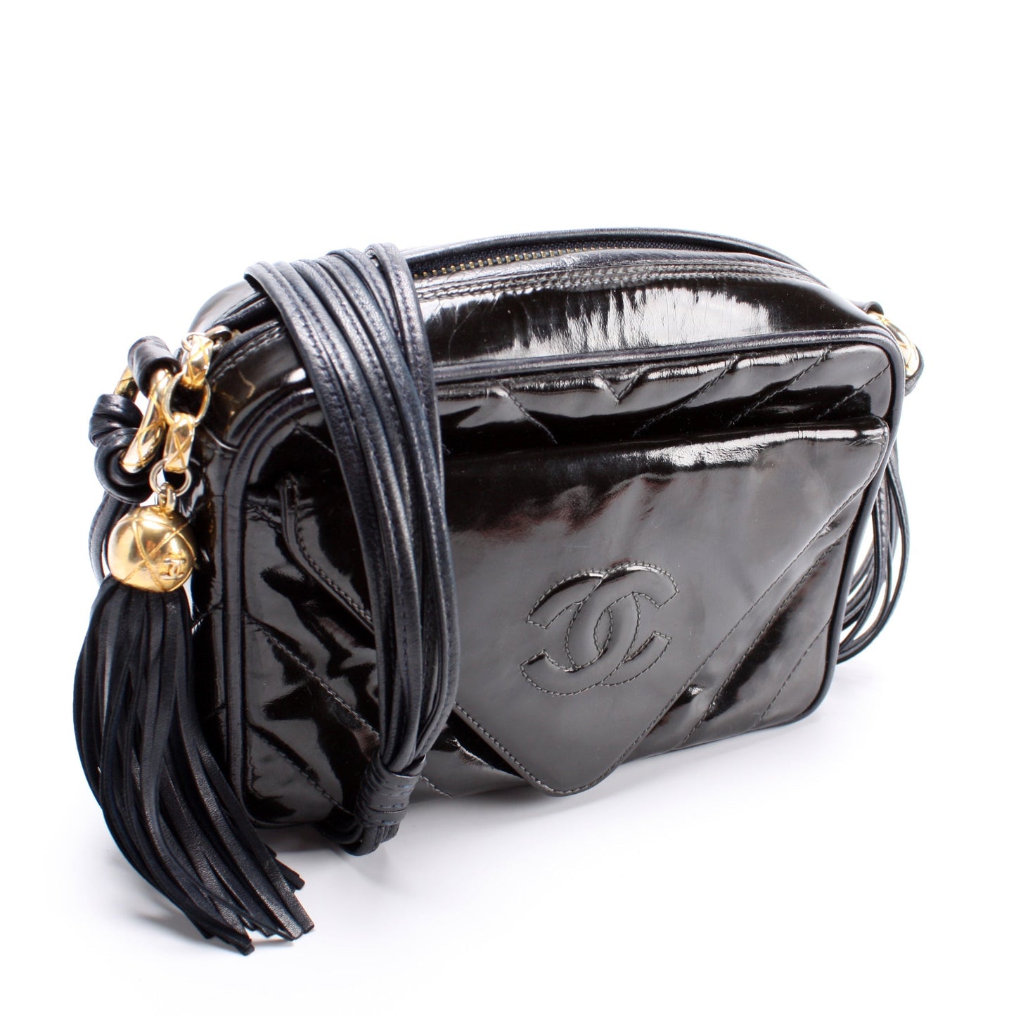 Chanel CC Tassel Camera Patent Handbag
