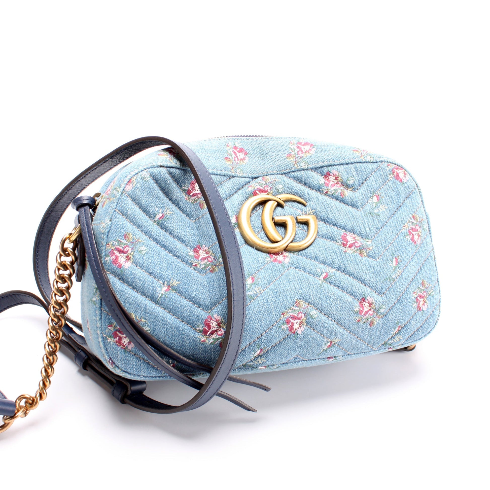 Gucci Marmont Camera Denim Small Crossbody Bag Denim Camera