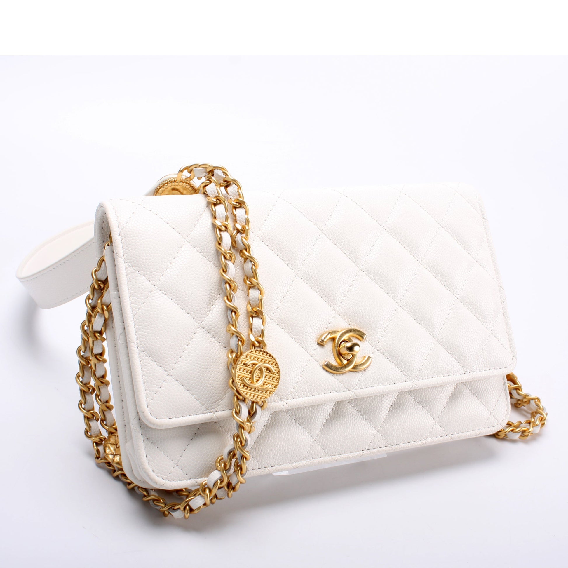 Chanel WOC Classic Quilted Caviar Medallion Clutch Bag