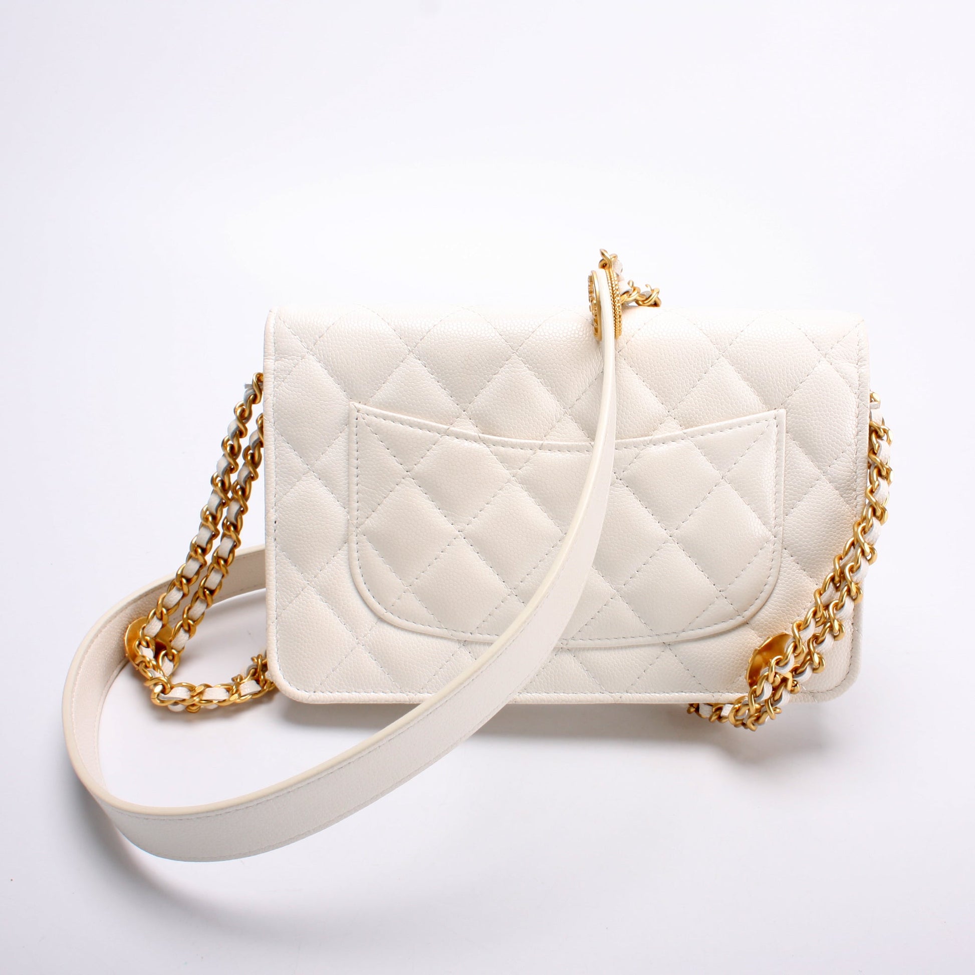 Chanel WOC Classic Quilted Caviar Medallion Clutch Bag