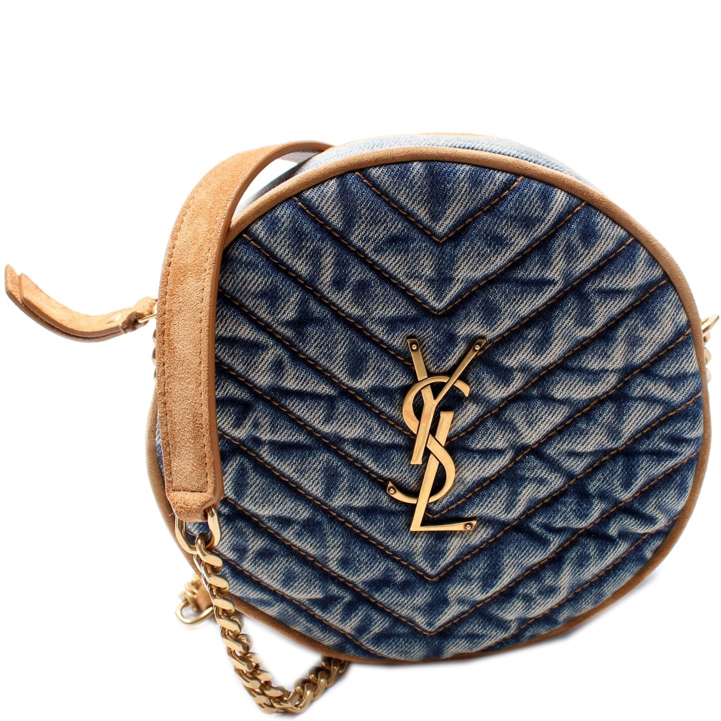 YSL Saint Laurent Saint Laurent Round Camera Bag Denim Crossbody Bag
