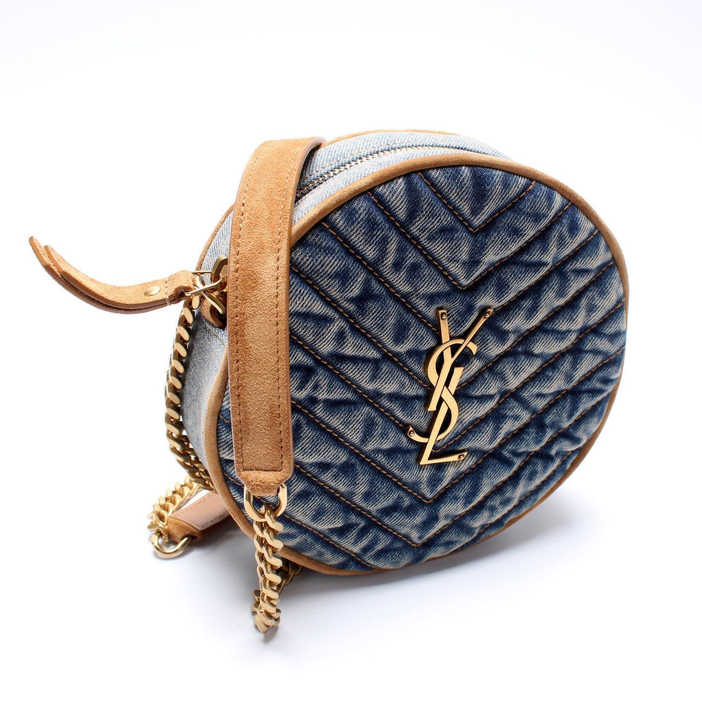 YSL Saint Laurent Saint Laurent Round Camera Bag Denim Crossbody Bag