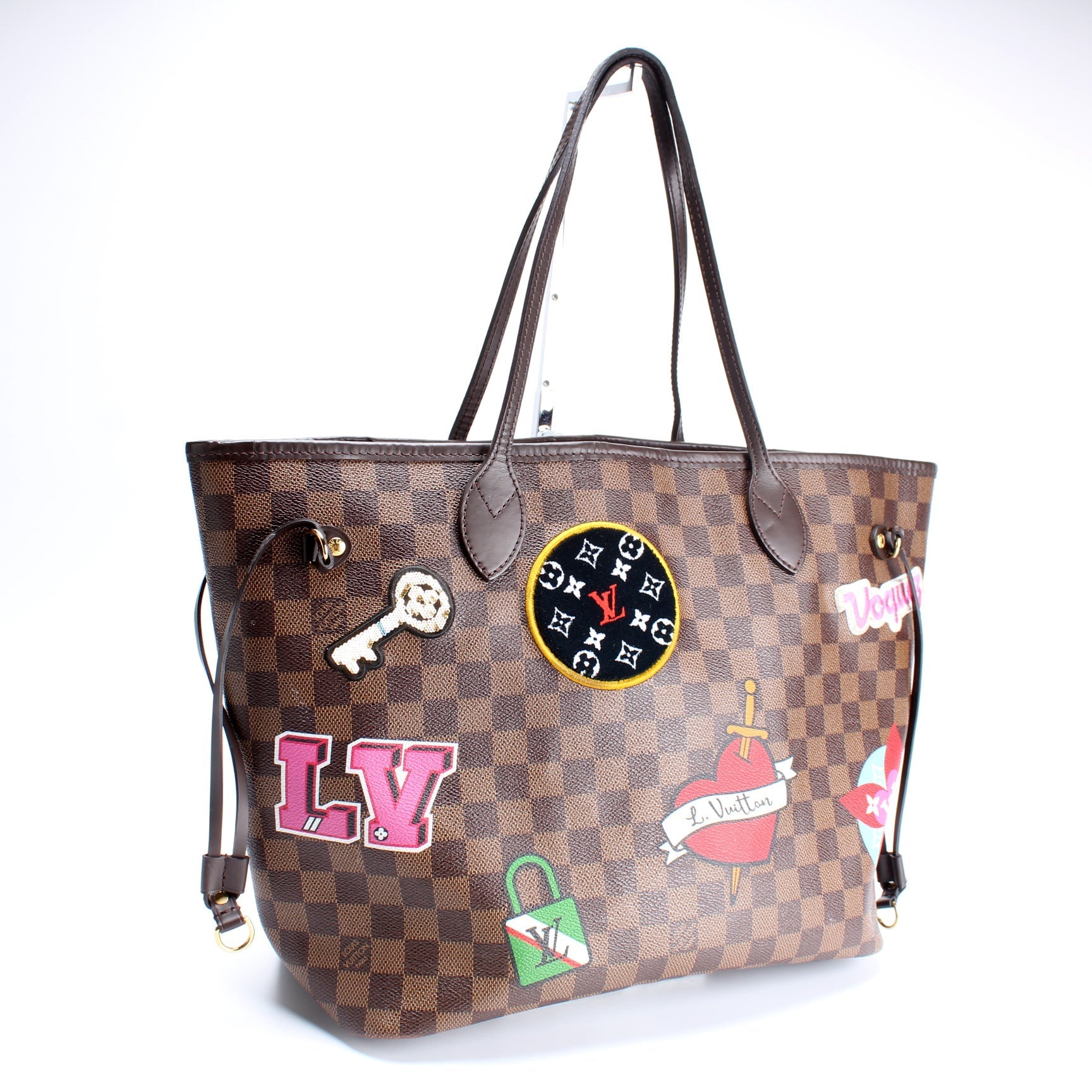 Louis Vuitton Neverfull MM Patches Ebene Damier Tote Bag