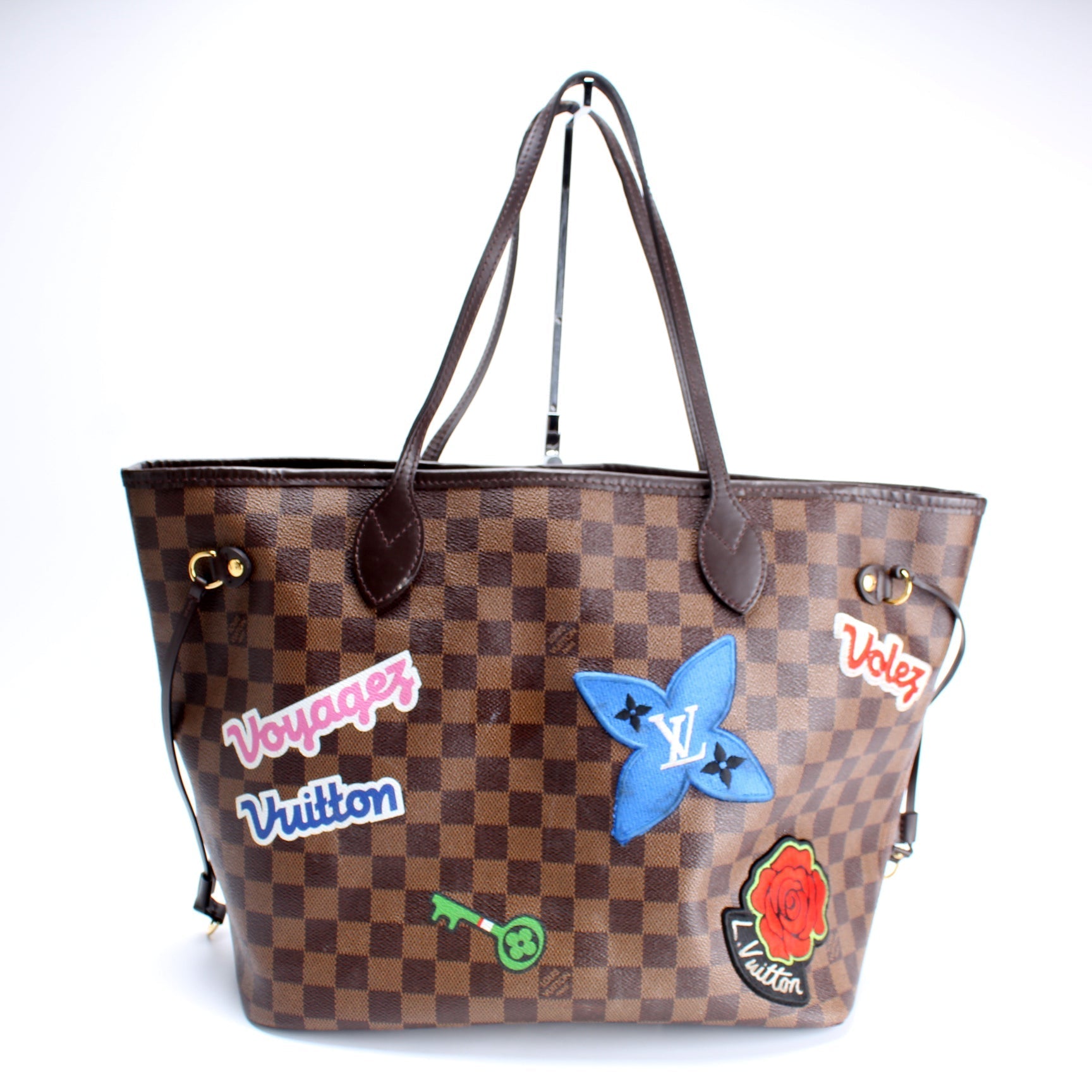 Louis Vuitton Neverfull MM Patches Ebene Damier Tote Bag