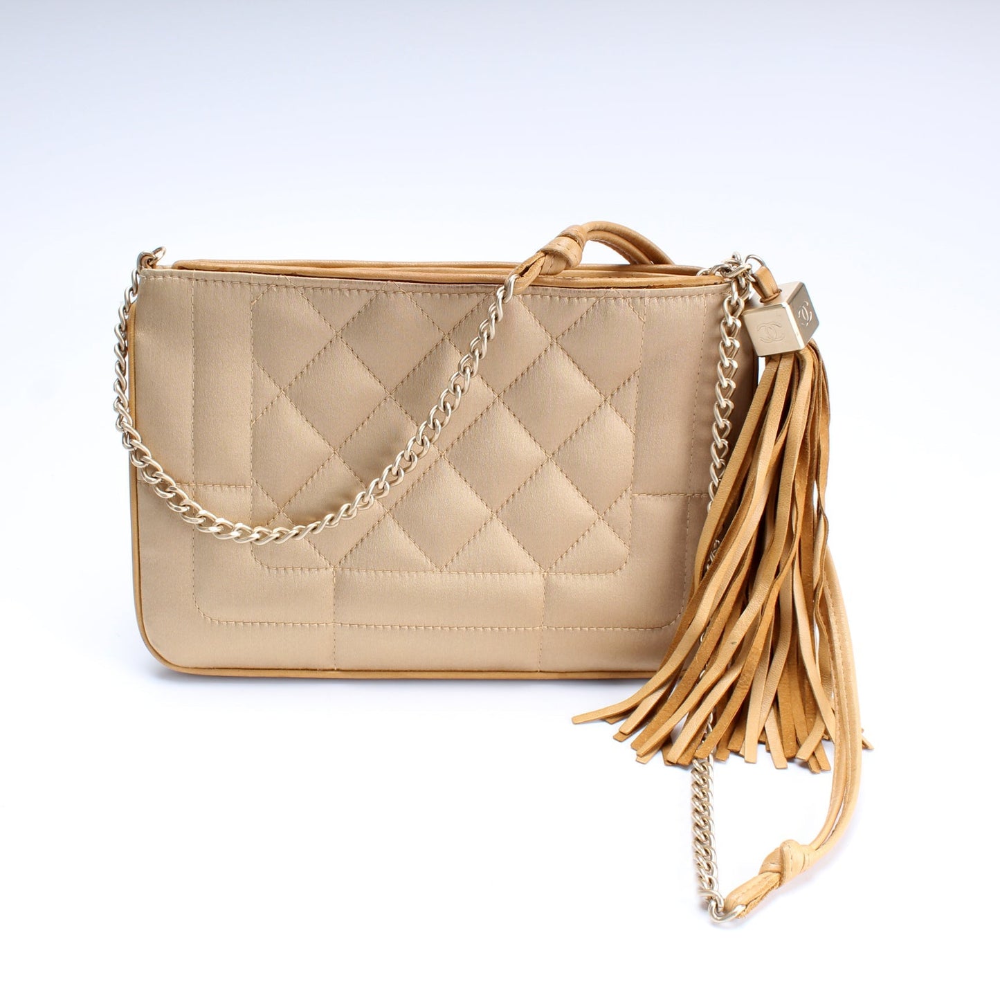 Chanel Tassel Quilted Satin Shoulder Bag