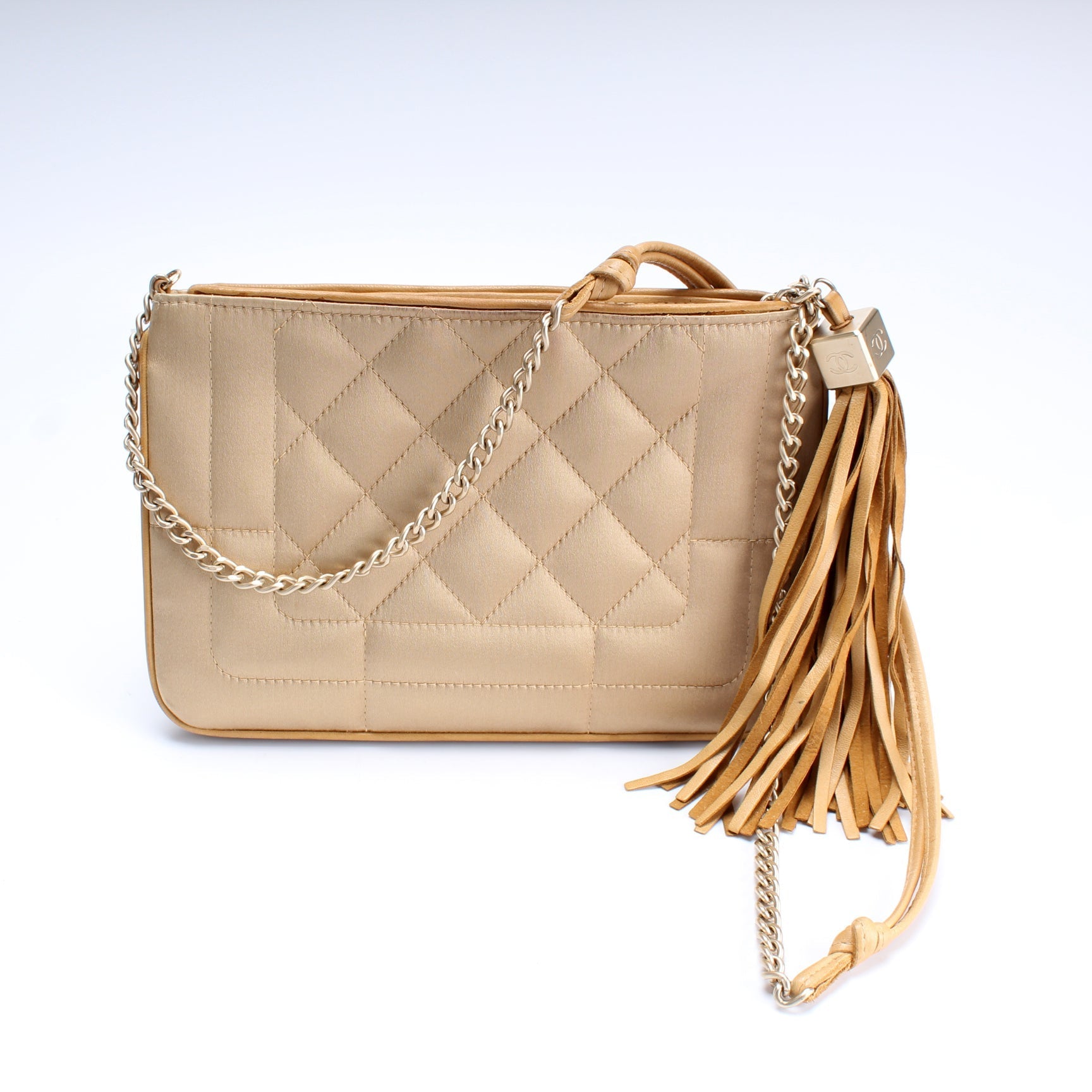 Chanel Tassel Quilted Satin Shoulder Bag
