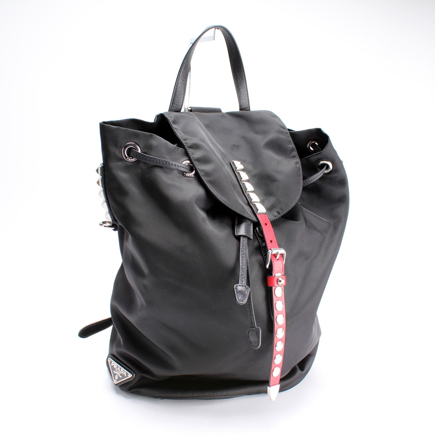 Prada New Vela Studded Backpack Bag Nylon