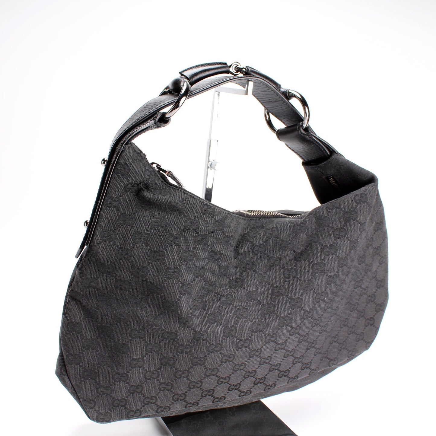 Gucci Horsebit GG Canvas Shoulder Bag Hobo 2