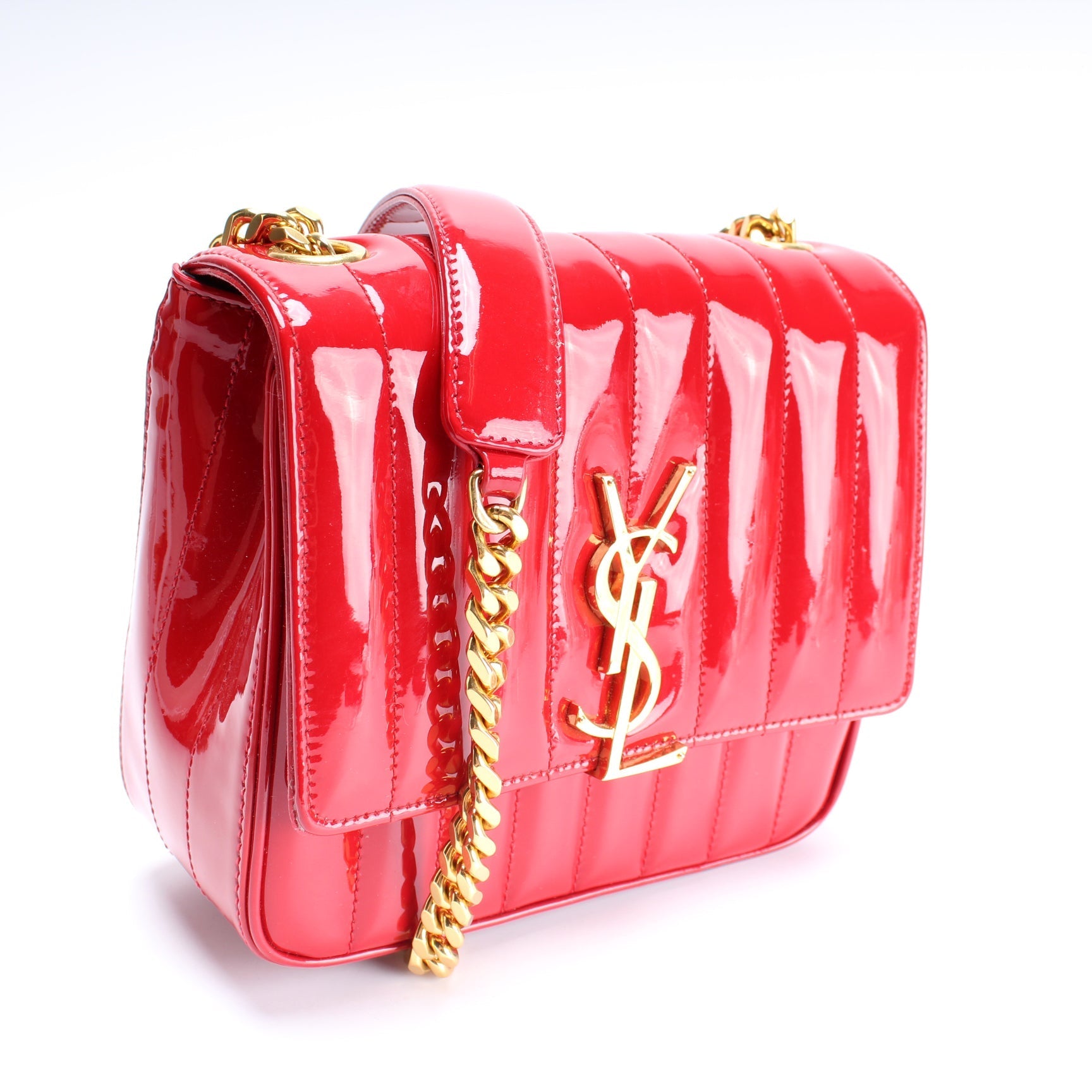 YSL Saint Laurent Saint Laurent Vicky Patent Bag Medium Chain Travel Bag