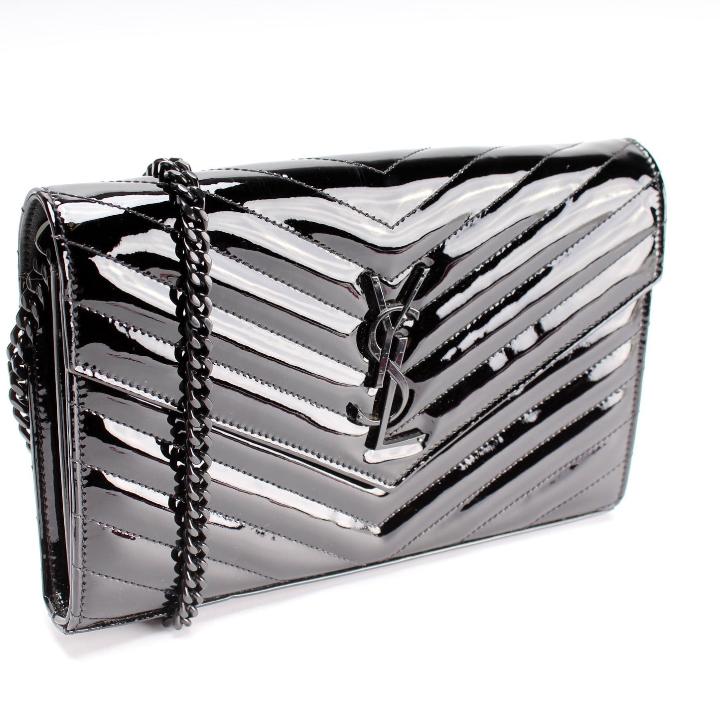 YSL Saint Laurent Saint Laurent Cassandre Patent Wallet Bag Chain Travel Bag