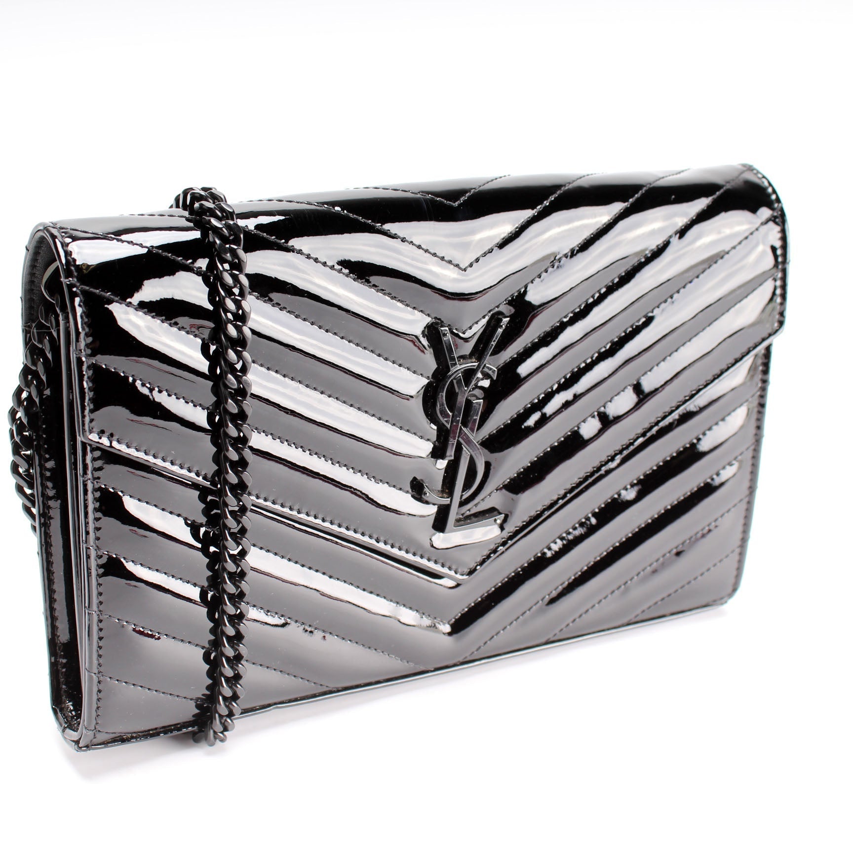 YSL Saint Laurent Saint Laurent Cassandre Patent Wallet Bag Chain Travel Bag