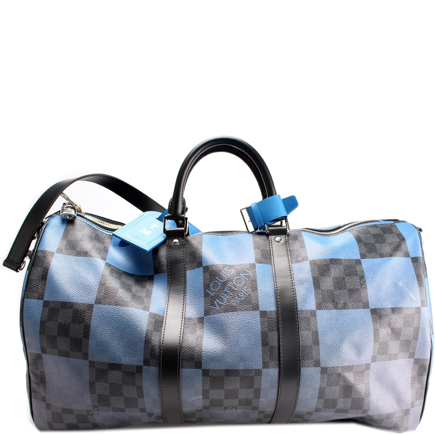 Louis Vuitton Keepall 50 Bandouliere Giant Graphite Damier Blue Travel Bag