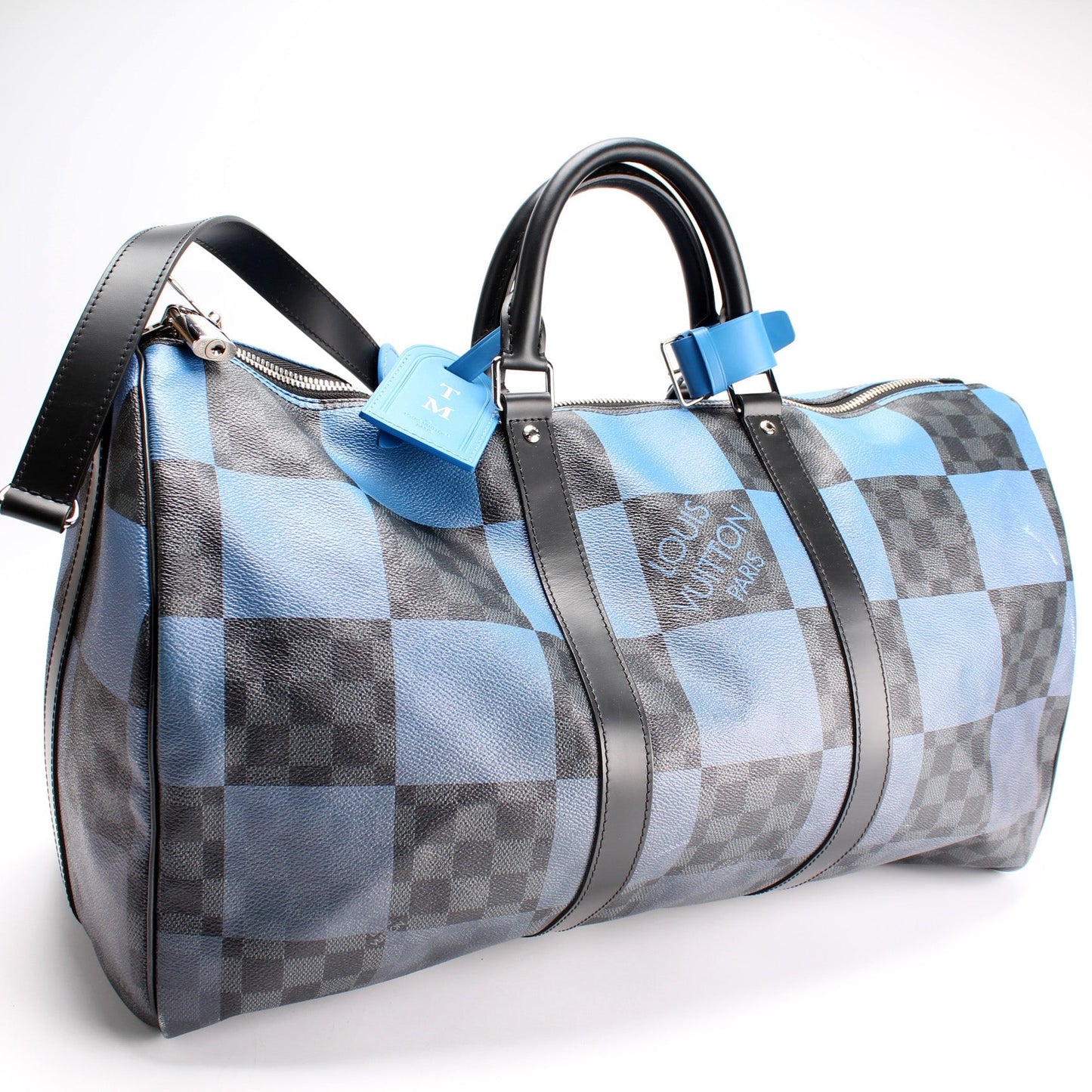 Louis Vuitton Keepall 50 Bandouliere Giant Graphite Damier Blue Travel Bag