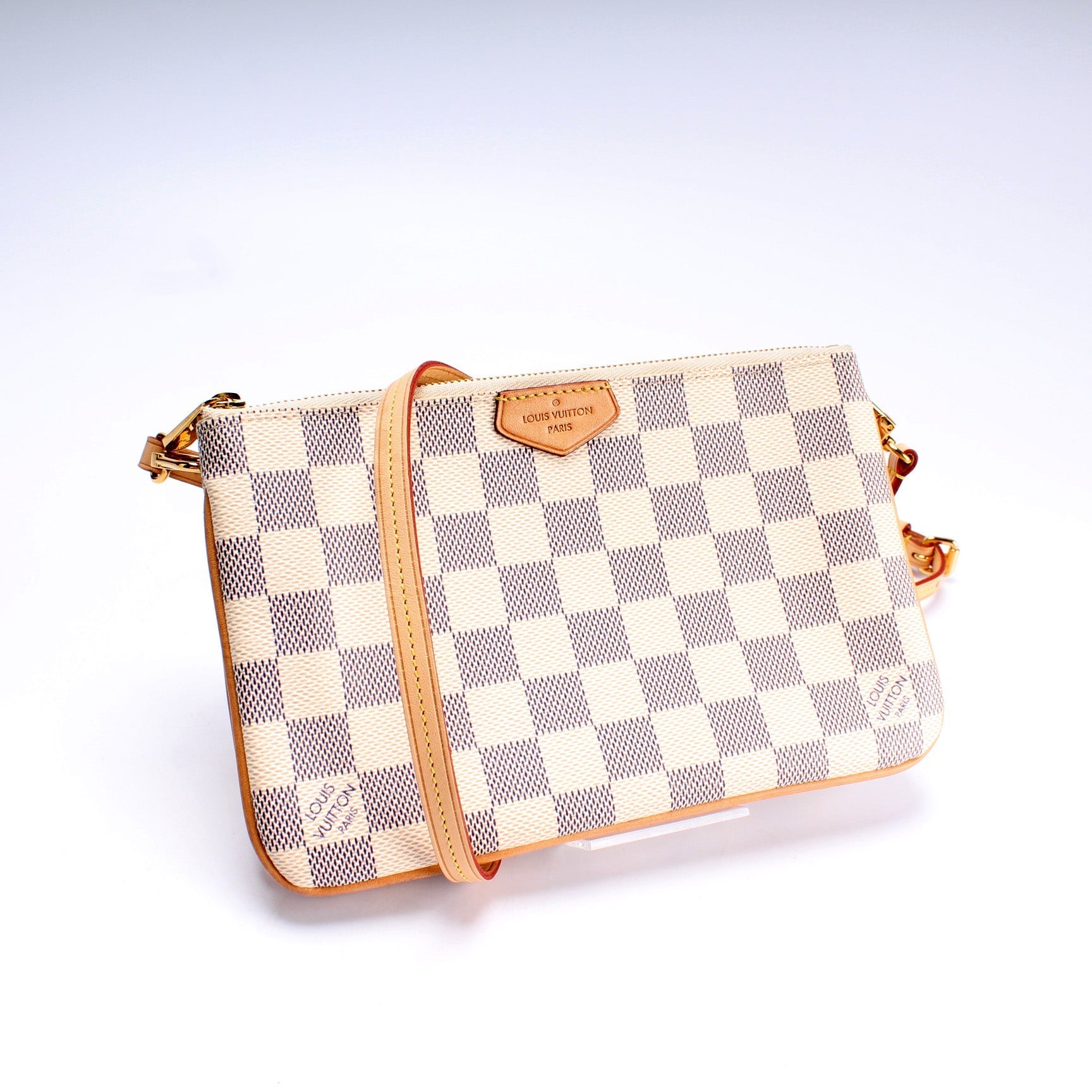 Louis Vuitton Double Zip Pochette Azur Damier Clutch Bag