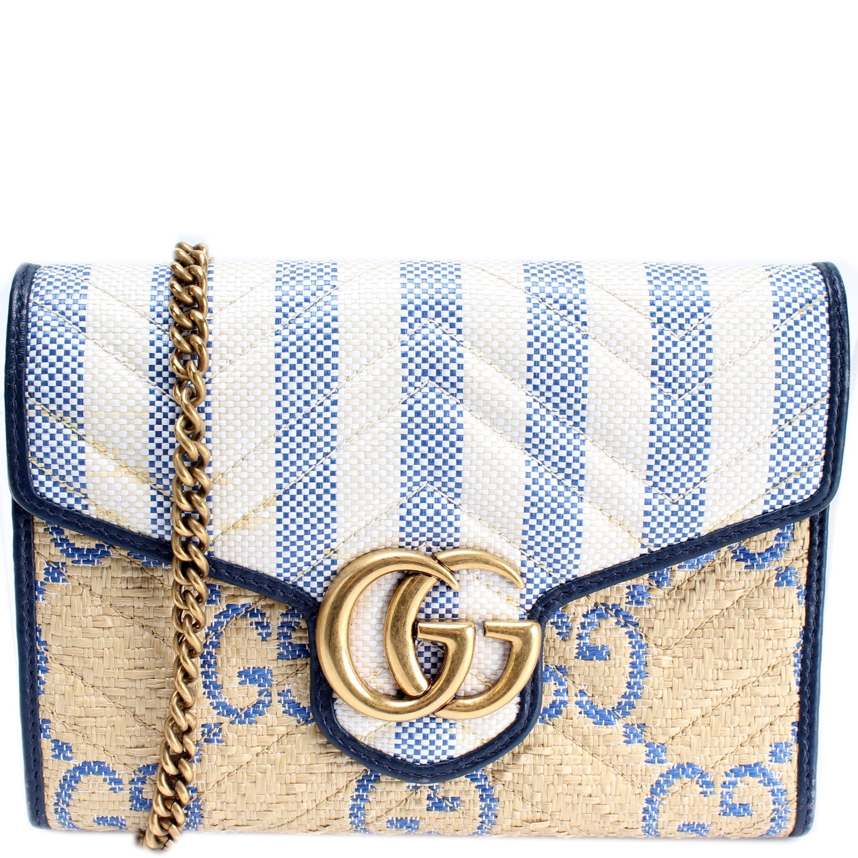 Gucci Marmont Wallet Bag Raffia Chain Travel Bag