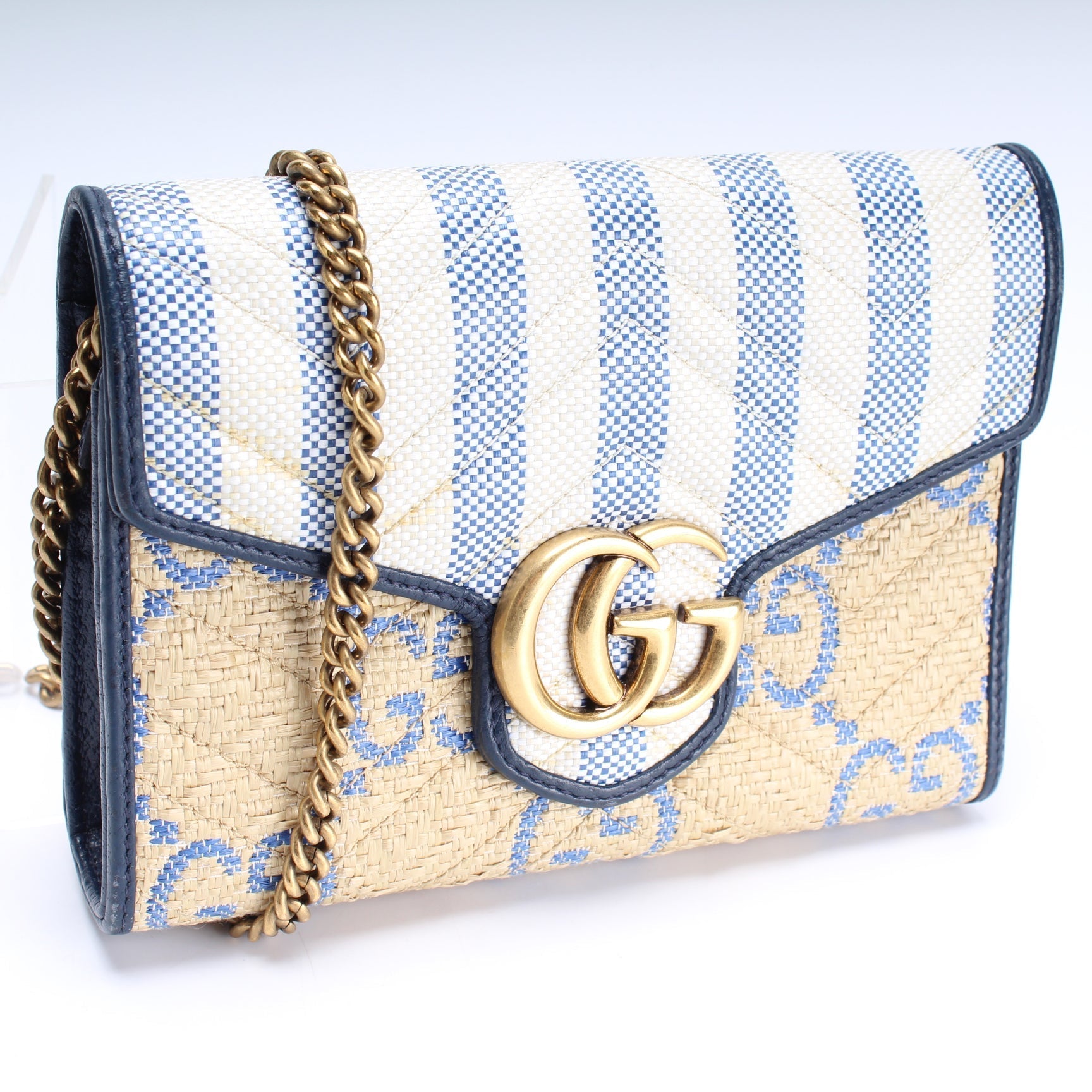 Gucci Marmont Wallet Bag Raffia Chain Travel Bag