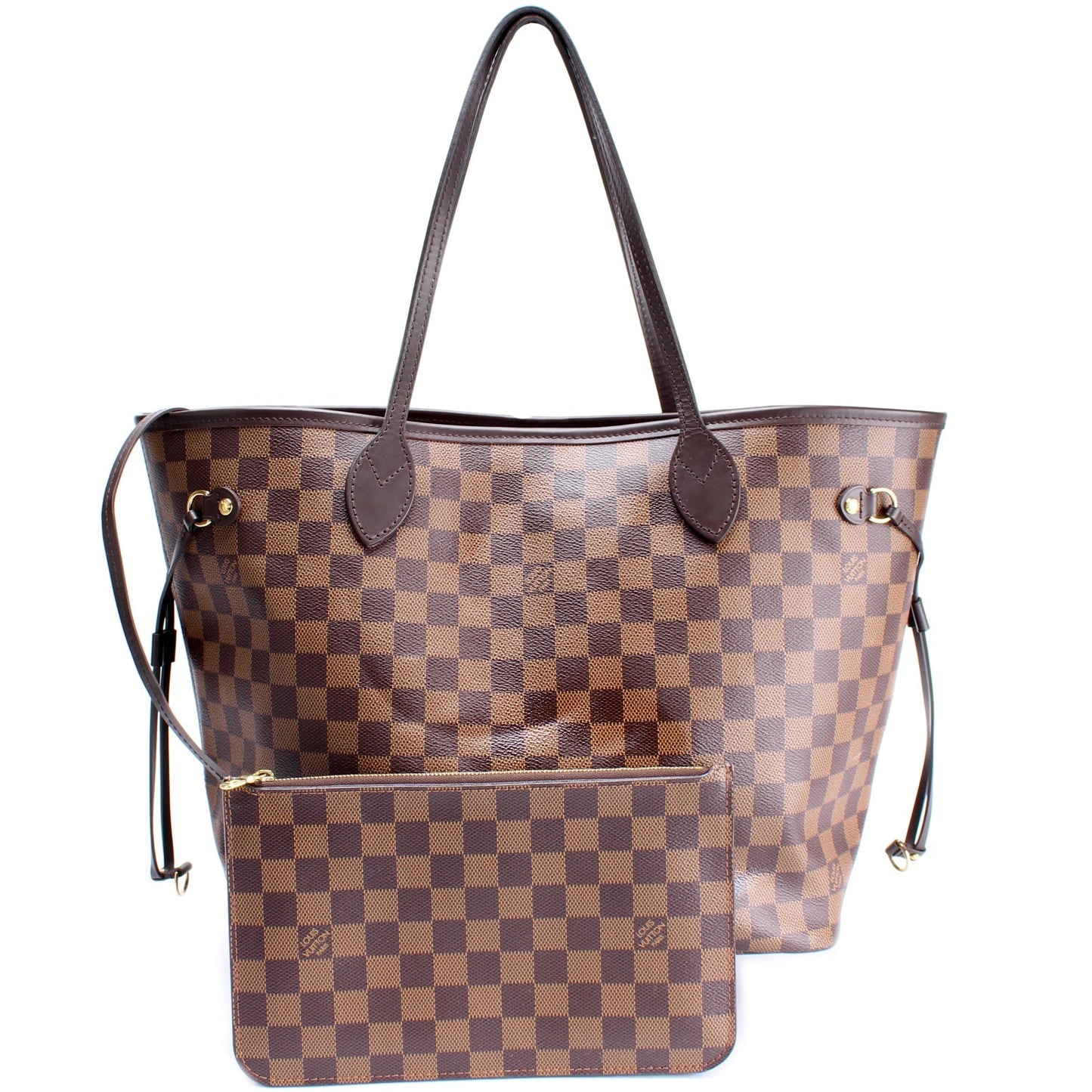 Louis Vuitton Neverfull w MM Ebene Damier Wallet Case Damier Ebene
