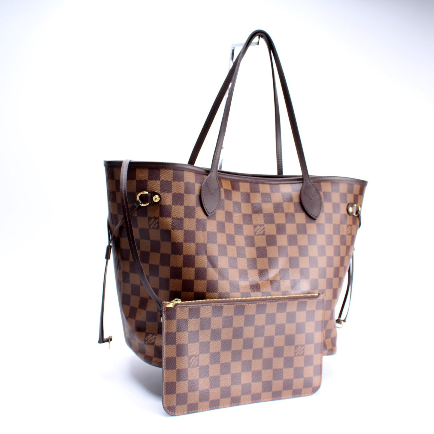 Louis Vuitton Neverfull w MM Ebene Damier Wallet Case Damier Ebene