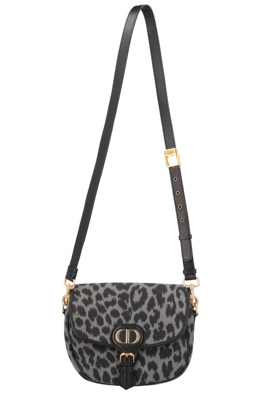Dior Mizza Embroidery Bobby Bag Gray Medium Handbag