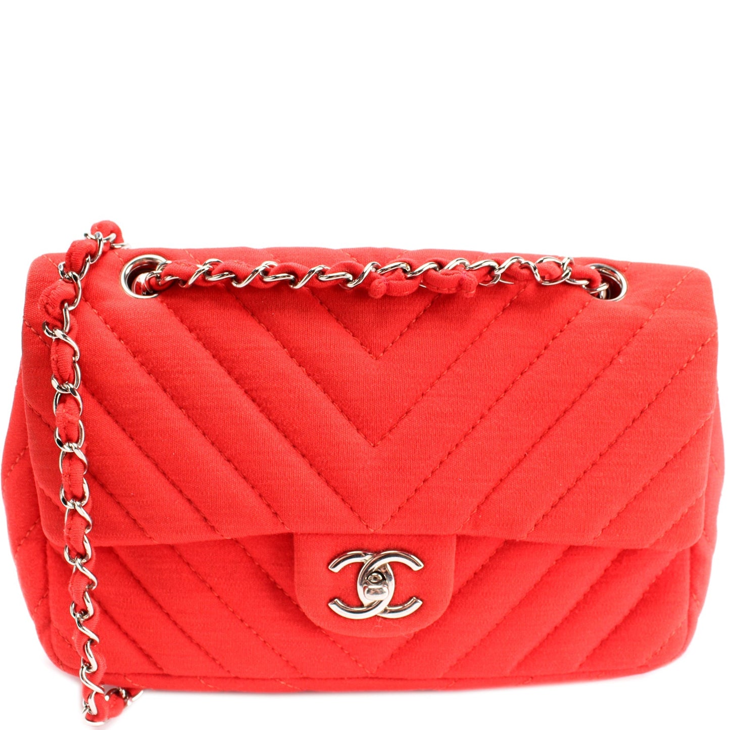 Chanel Classic Flap Jersey Chevron 13M Handbag